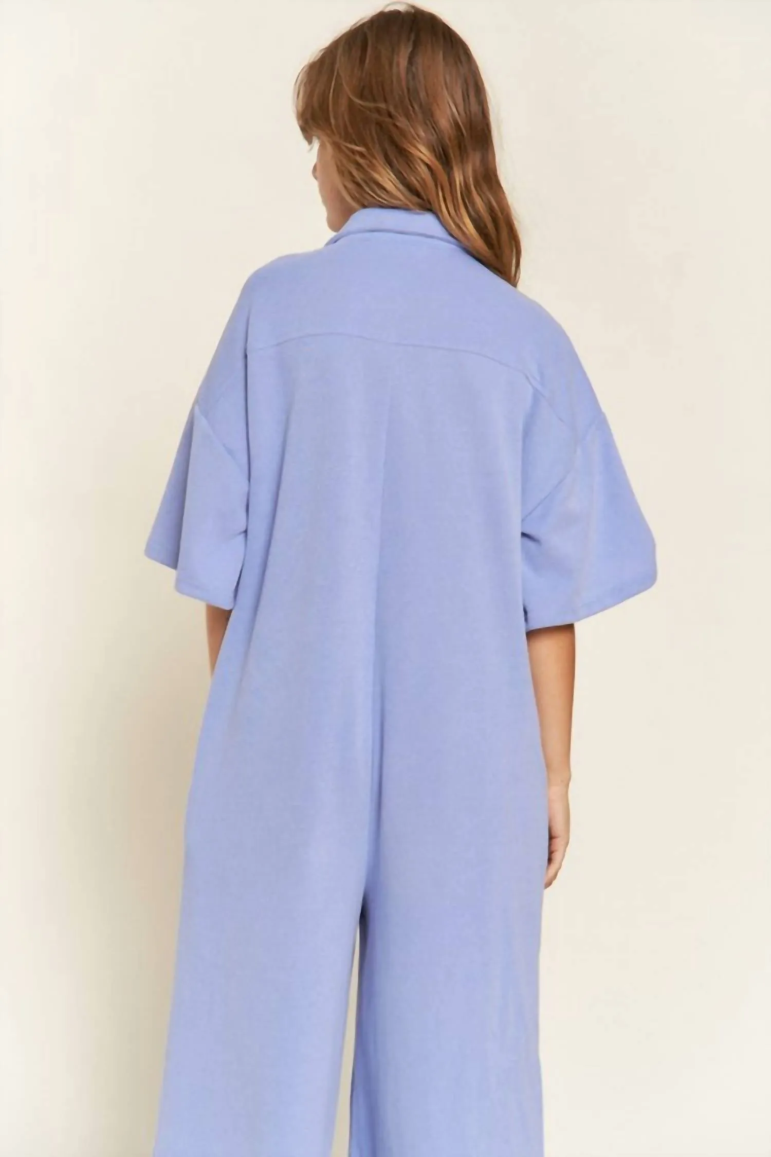 Day Date Wide Leg Jumpsuit In Blue/purple