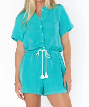 Daylight Romper In Teal Linen