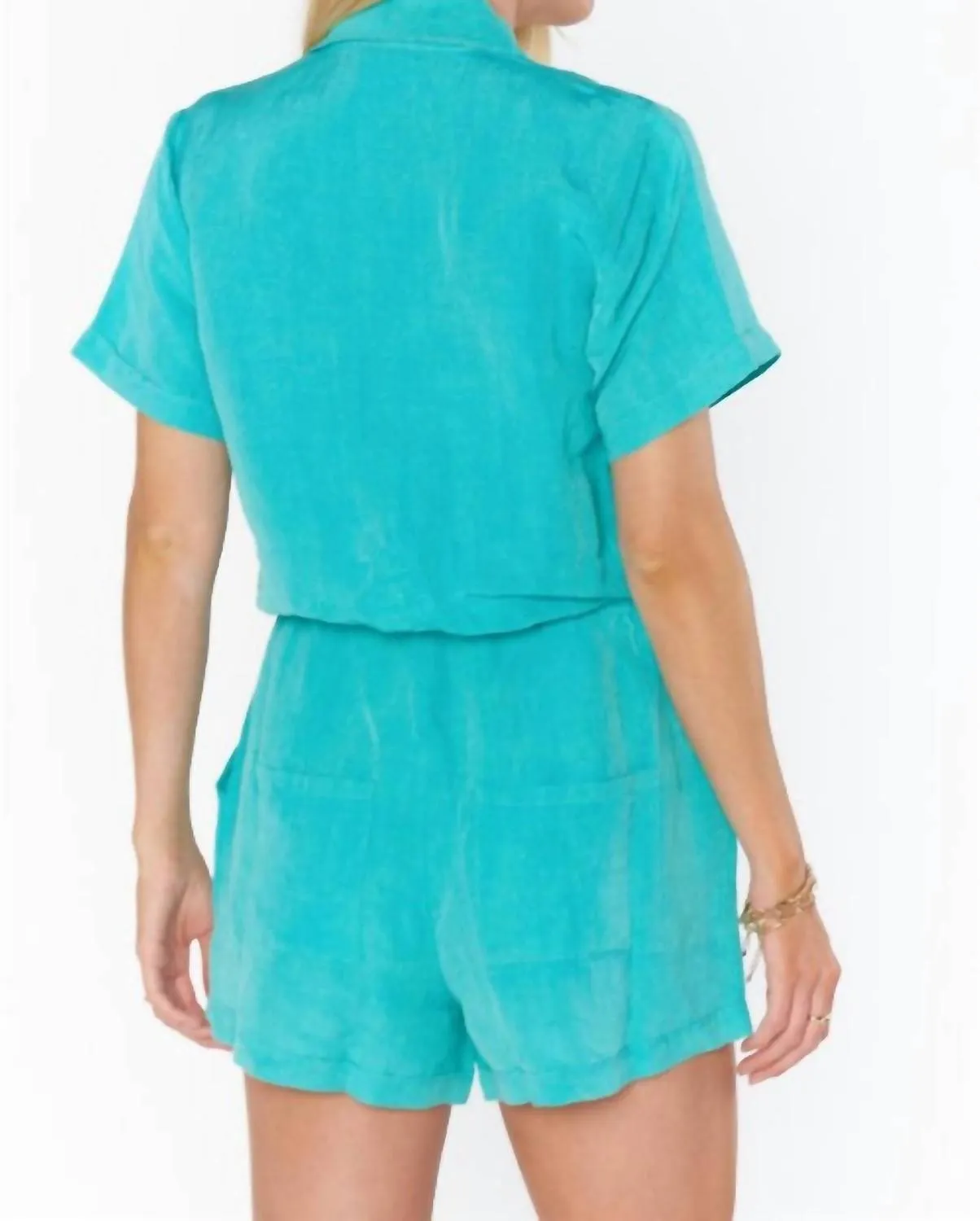 Daylight Romper In Teal Linen