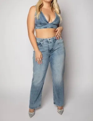 Denim Bralette Top In Indigo