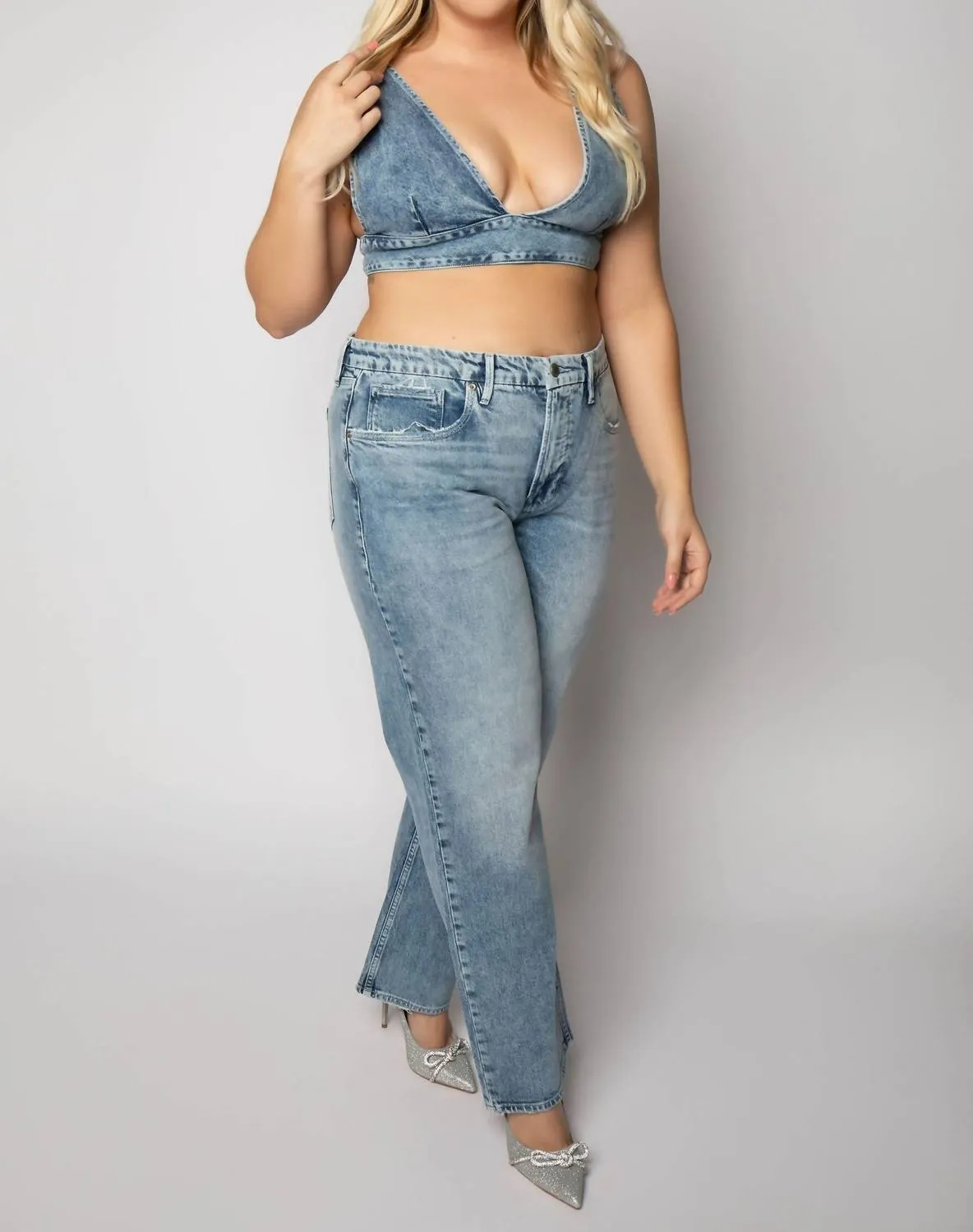Denim Bralette Top In Indigo