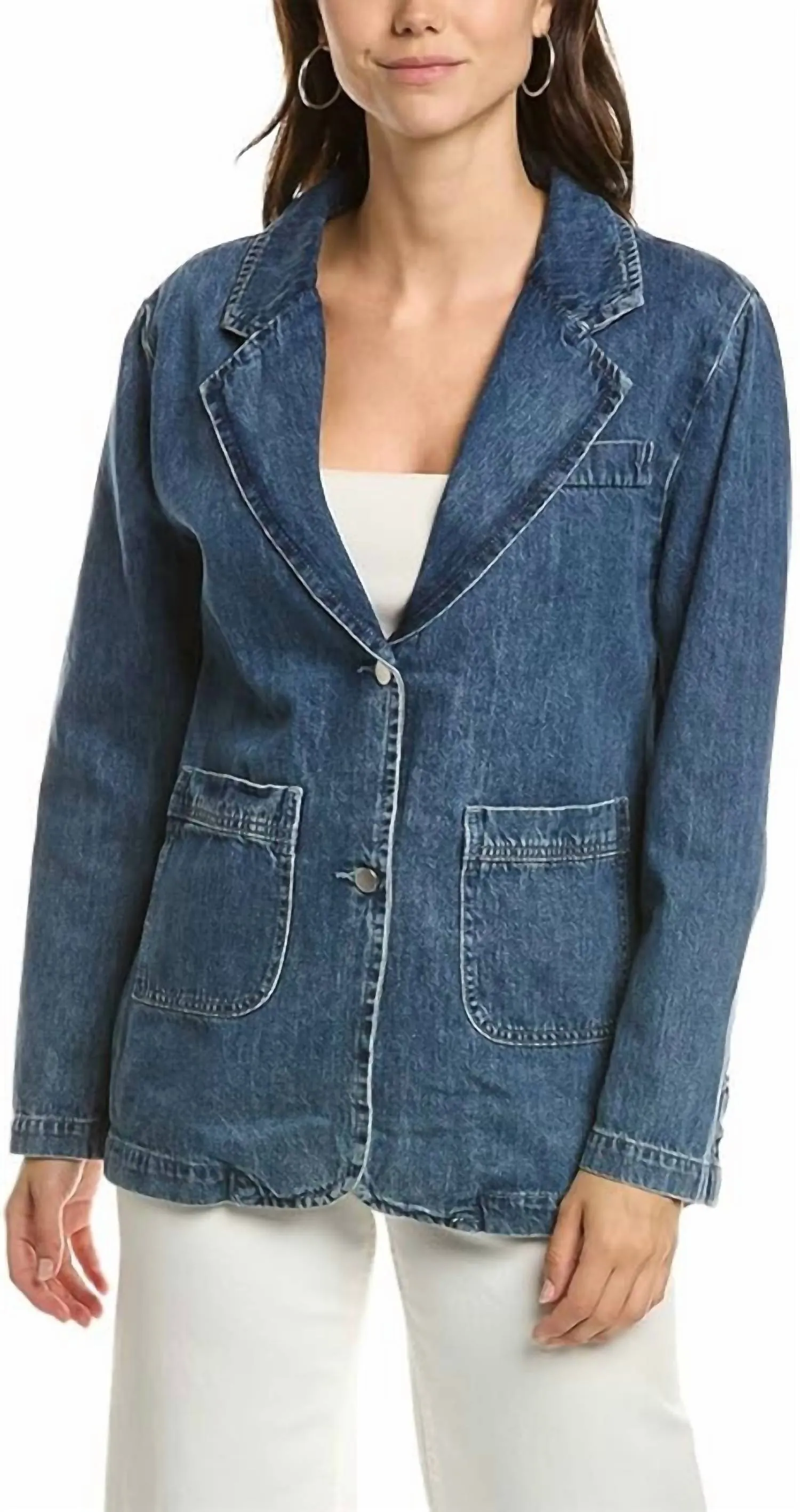 Denim Oversize Blazer In Denim Blue