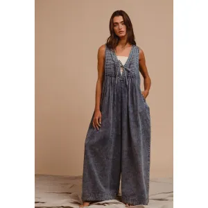 Denim Pintuck Jumpsuit