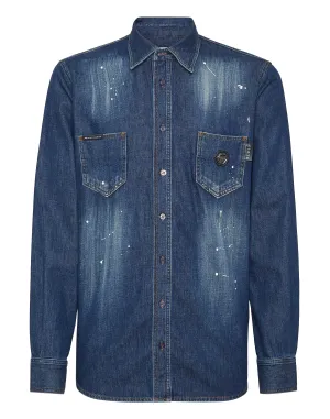 Denim Shirt Long-Sleeve Skull&amp;Bones
