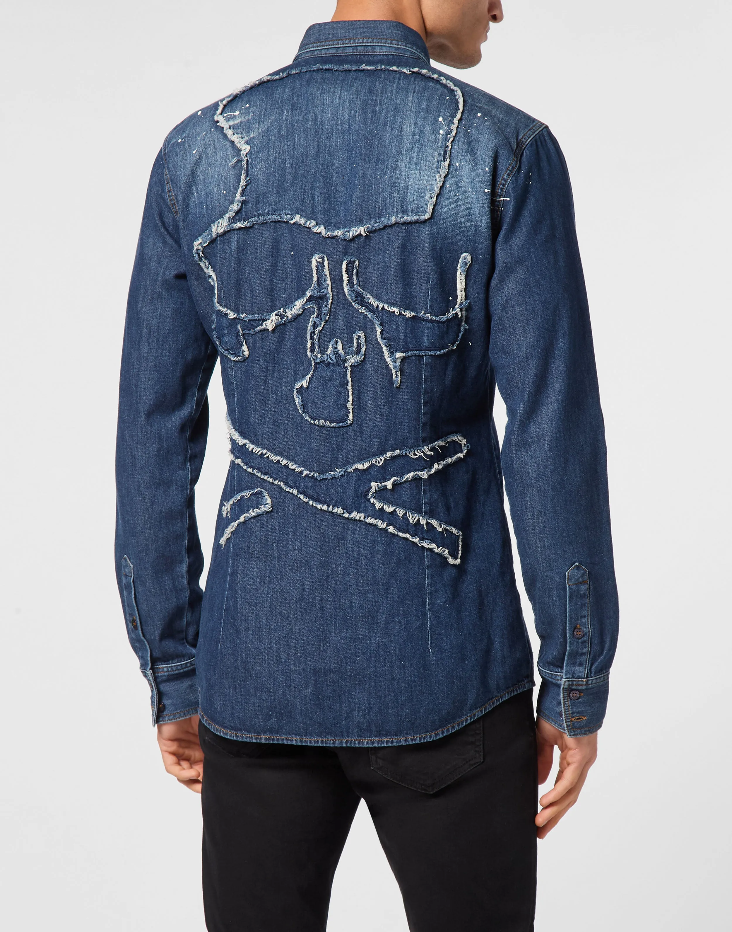 Denim Shirt Long-Sleeve Skull&amp;Bones
