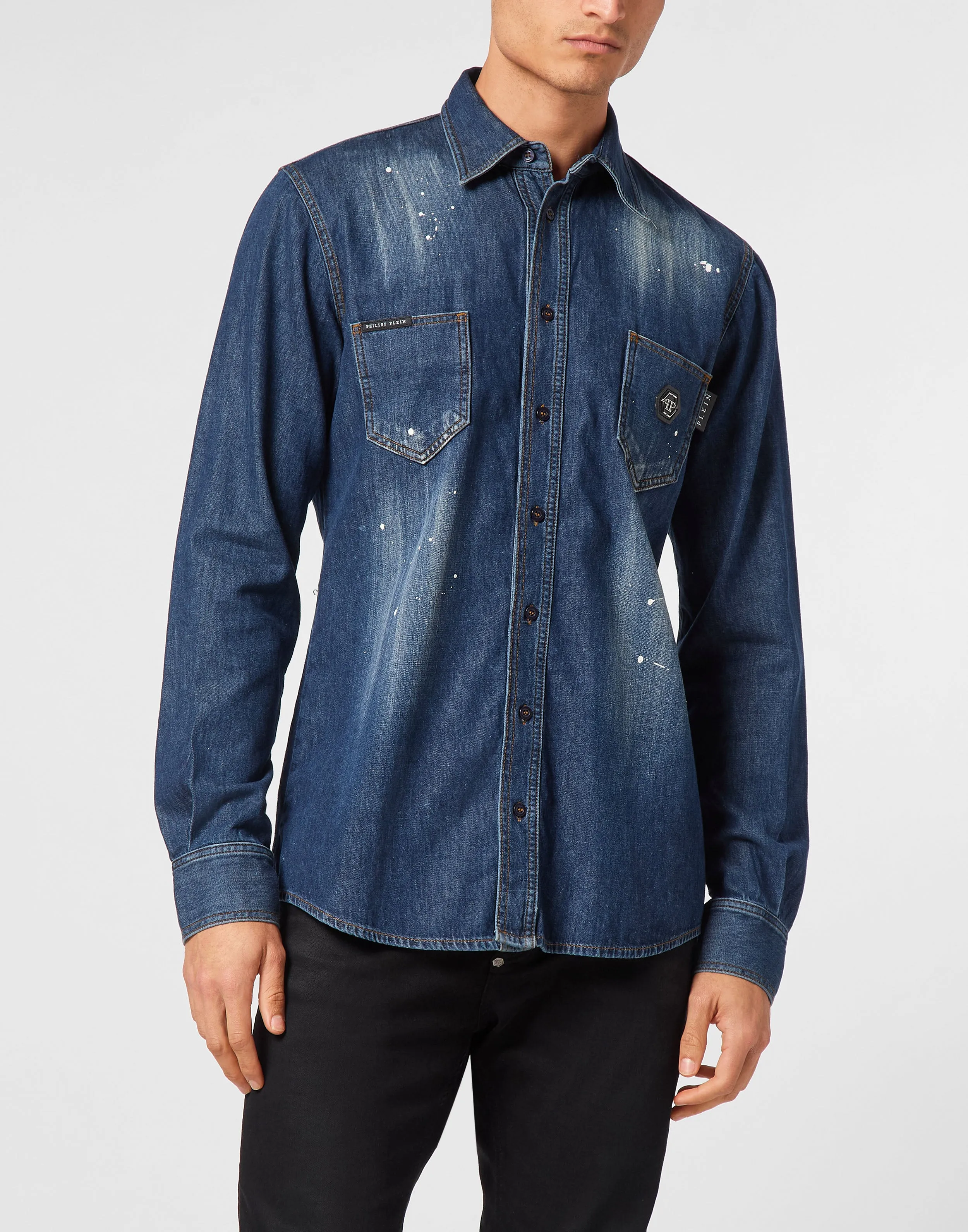Denim Shirt Long-Sleeve Skull&amp;Bones