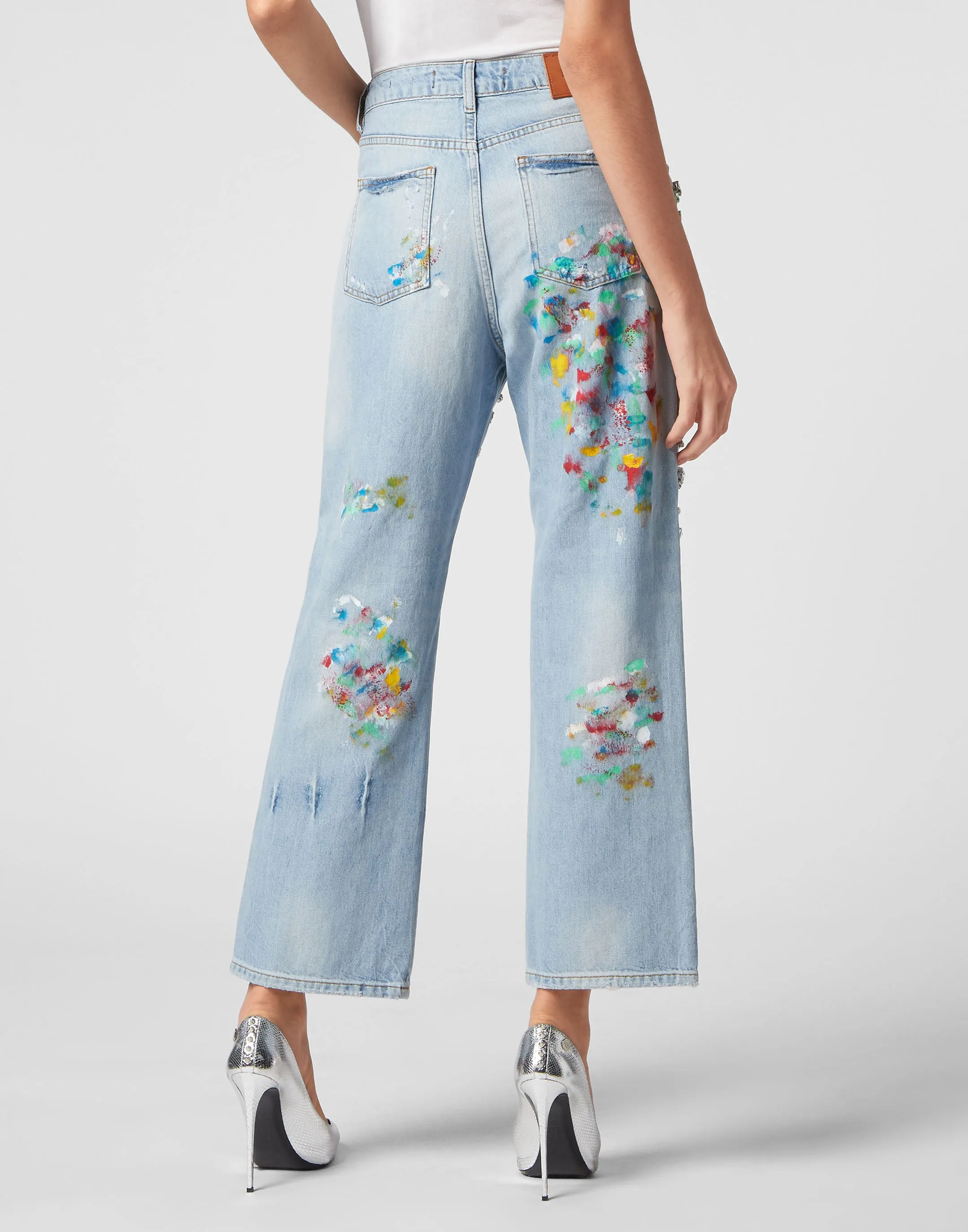 Denim Trousers High Rise Fit Crystal