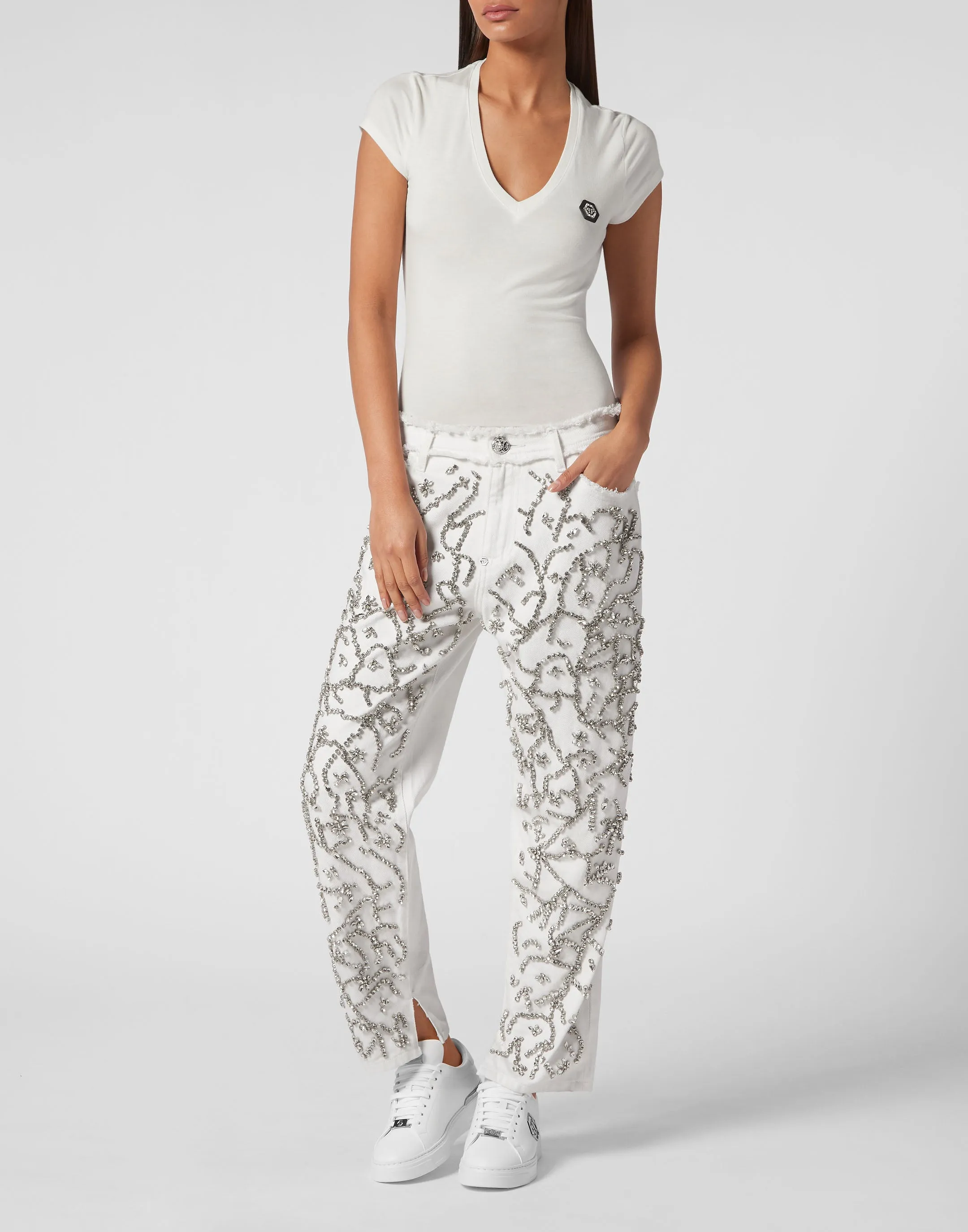 Denim Trousers Mom Fit Crystal