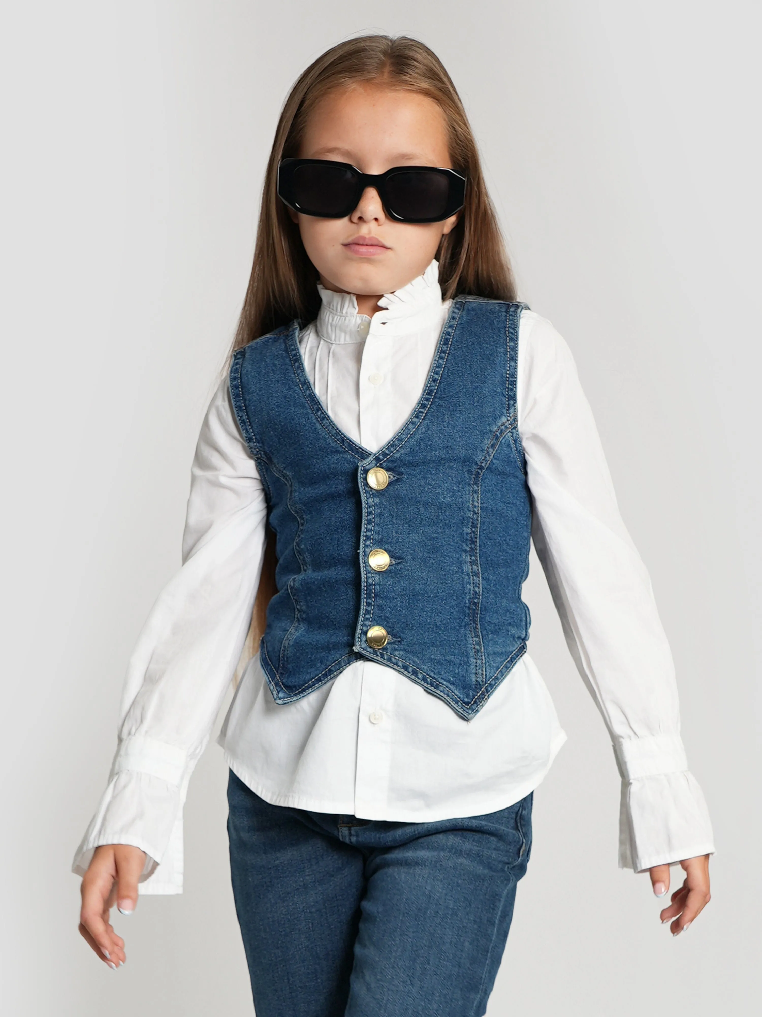 DL1961 Girls Zizi Denim Waistocoat in Blue