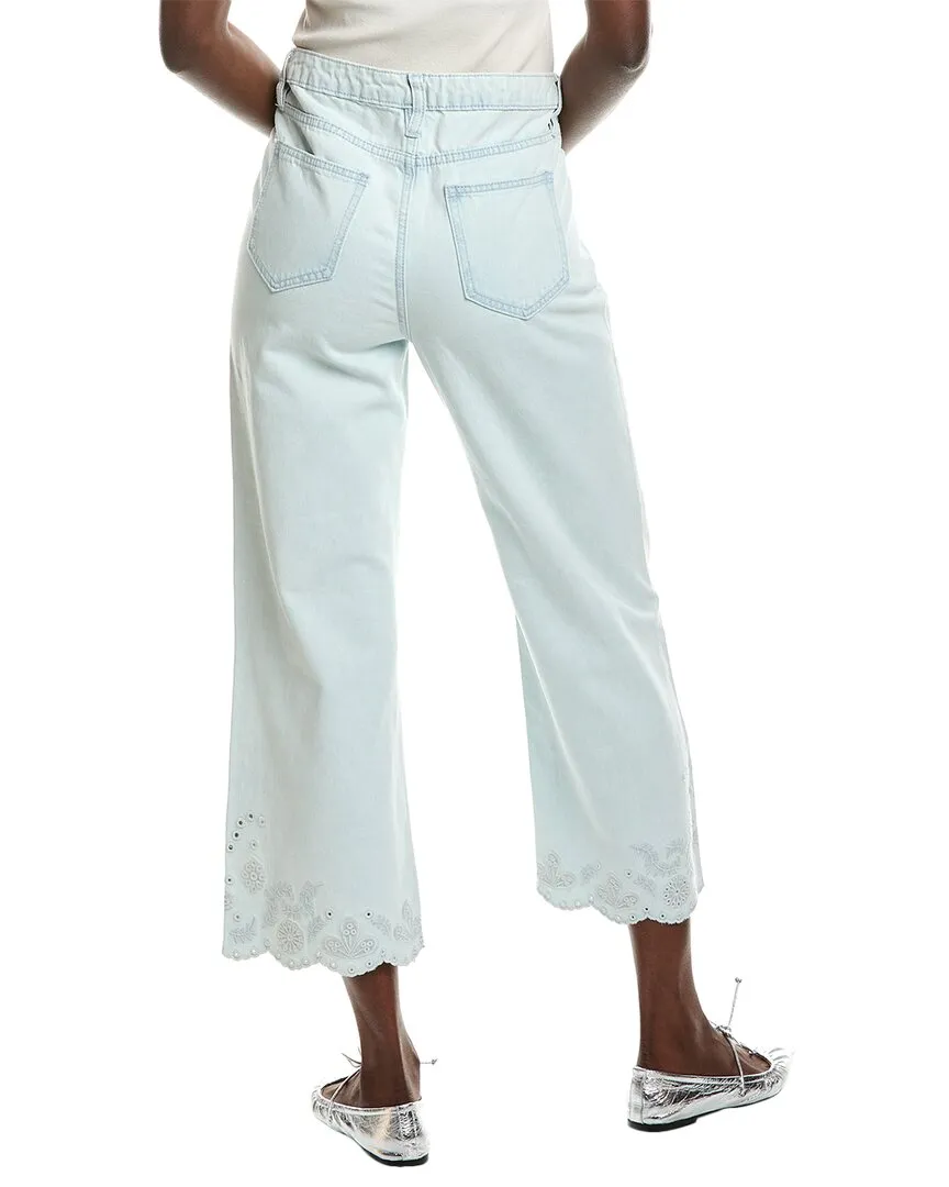 DRIFTWOOD DENIM Cropped Charlee Eyelet Light Wash Jean