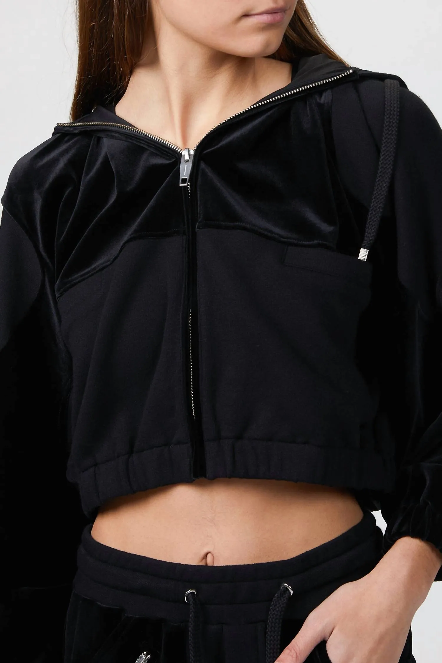 Dual Fabric Sweatshirt In Black