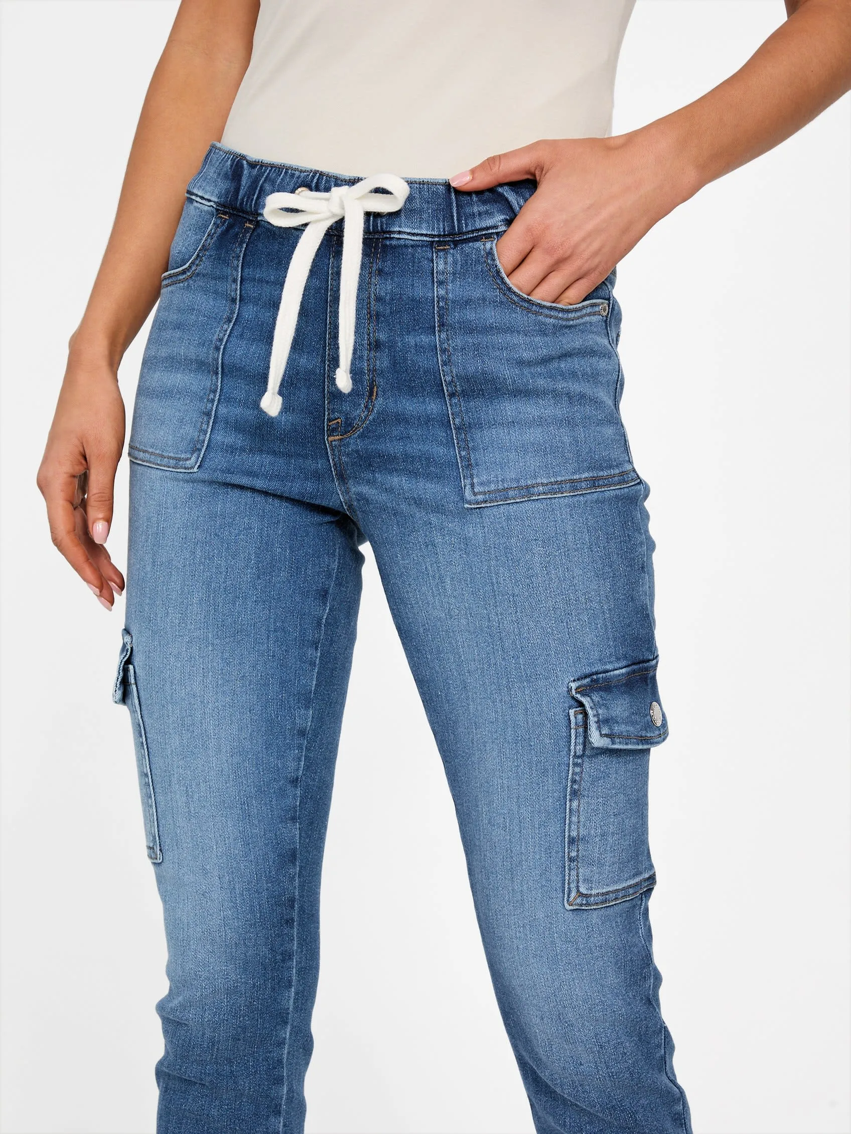 Eco Luna Mid-Rise Cargo Denim Joggers