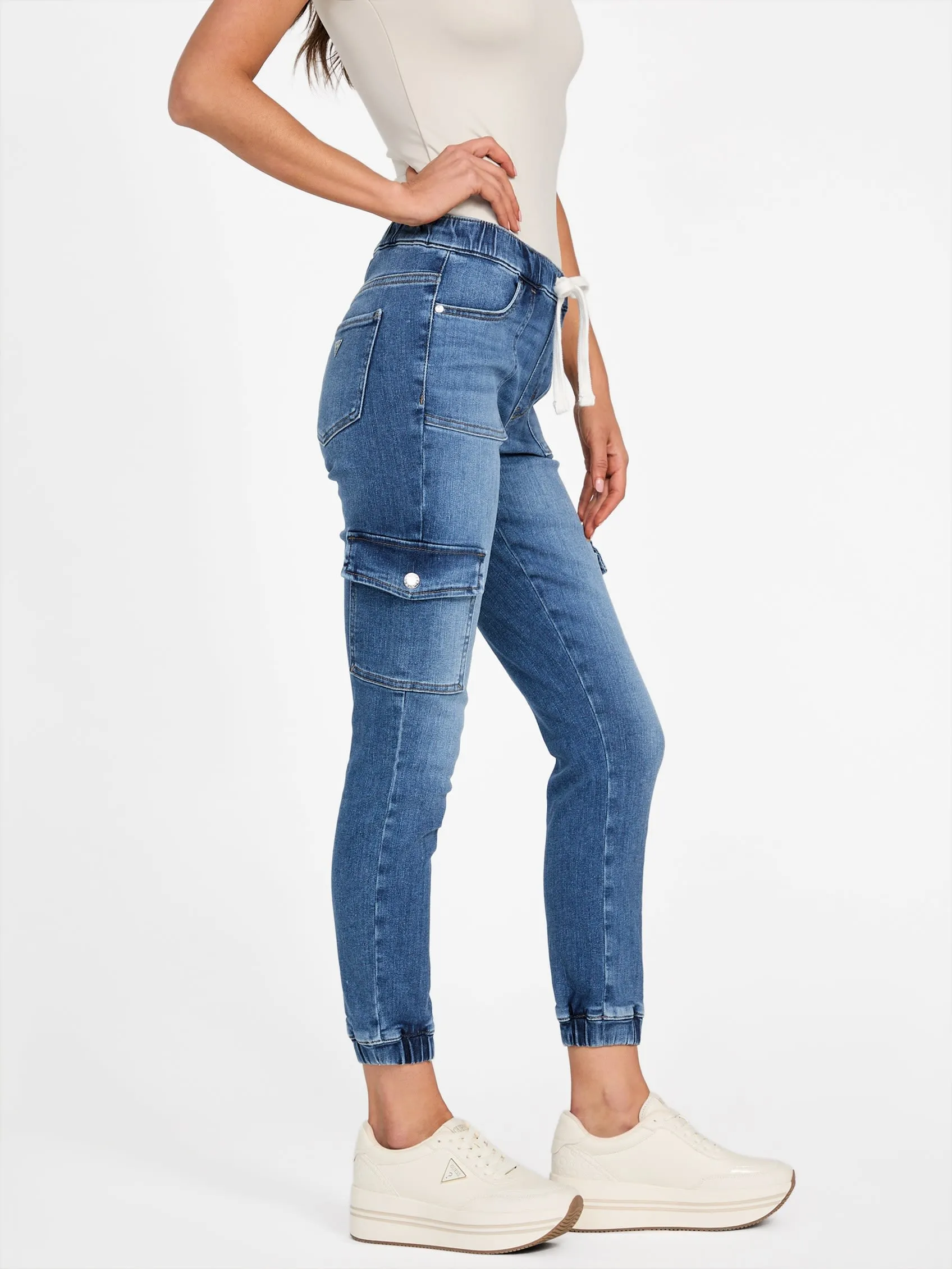 Eco Luna Mid-Rise Cargo Denim Joggers