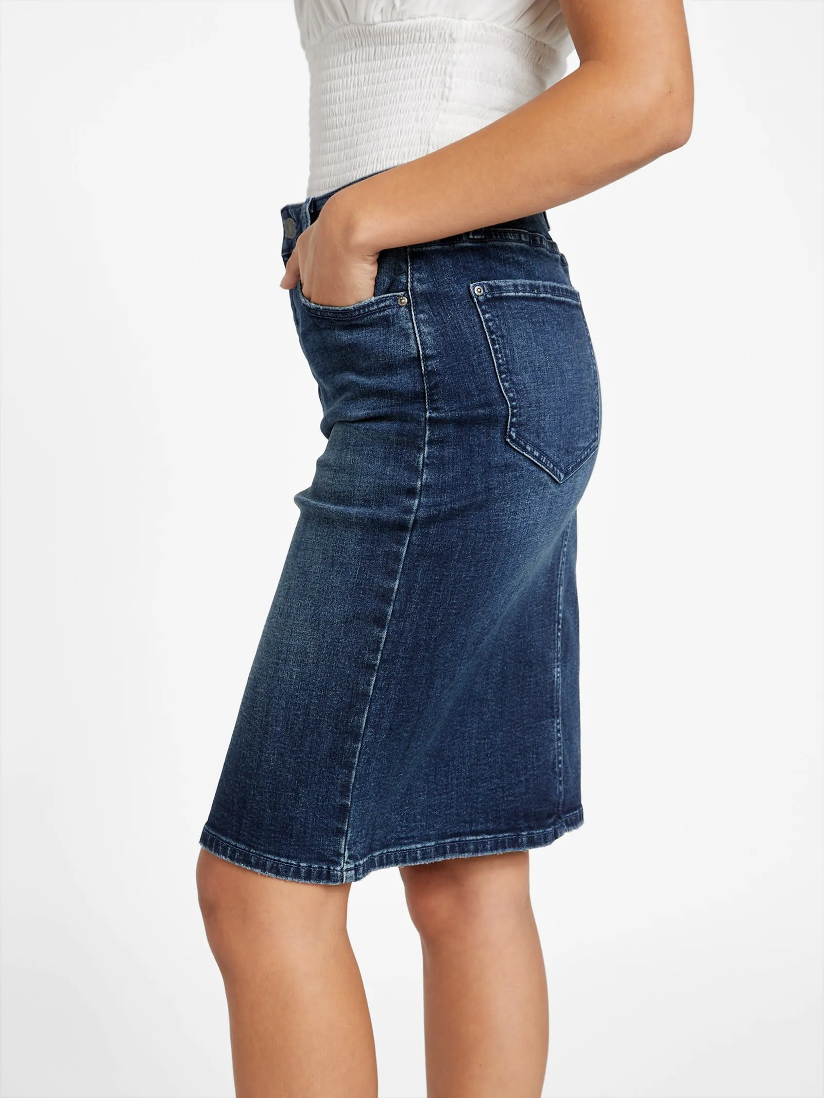 Eco Tea Midi Denim Skirt