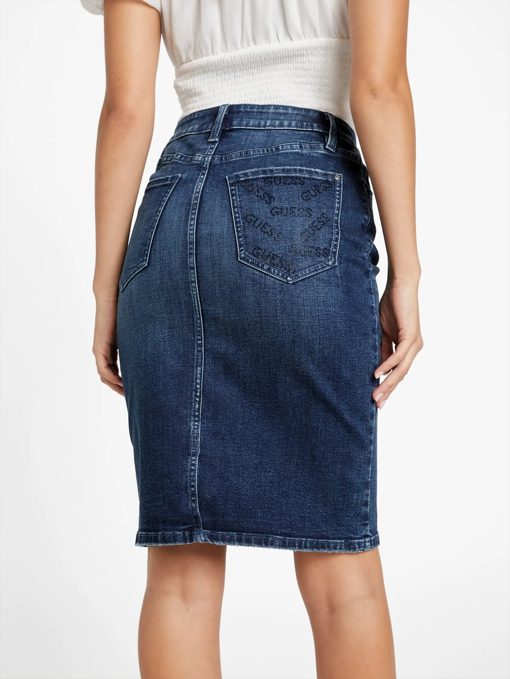 Eco Tea Midi Denim Skirt