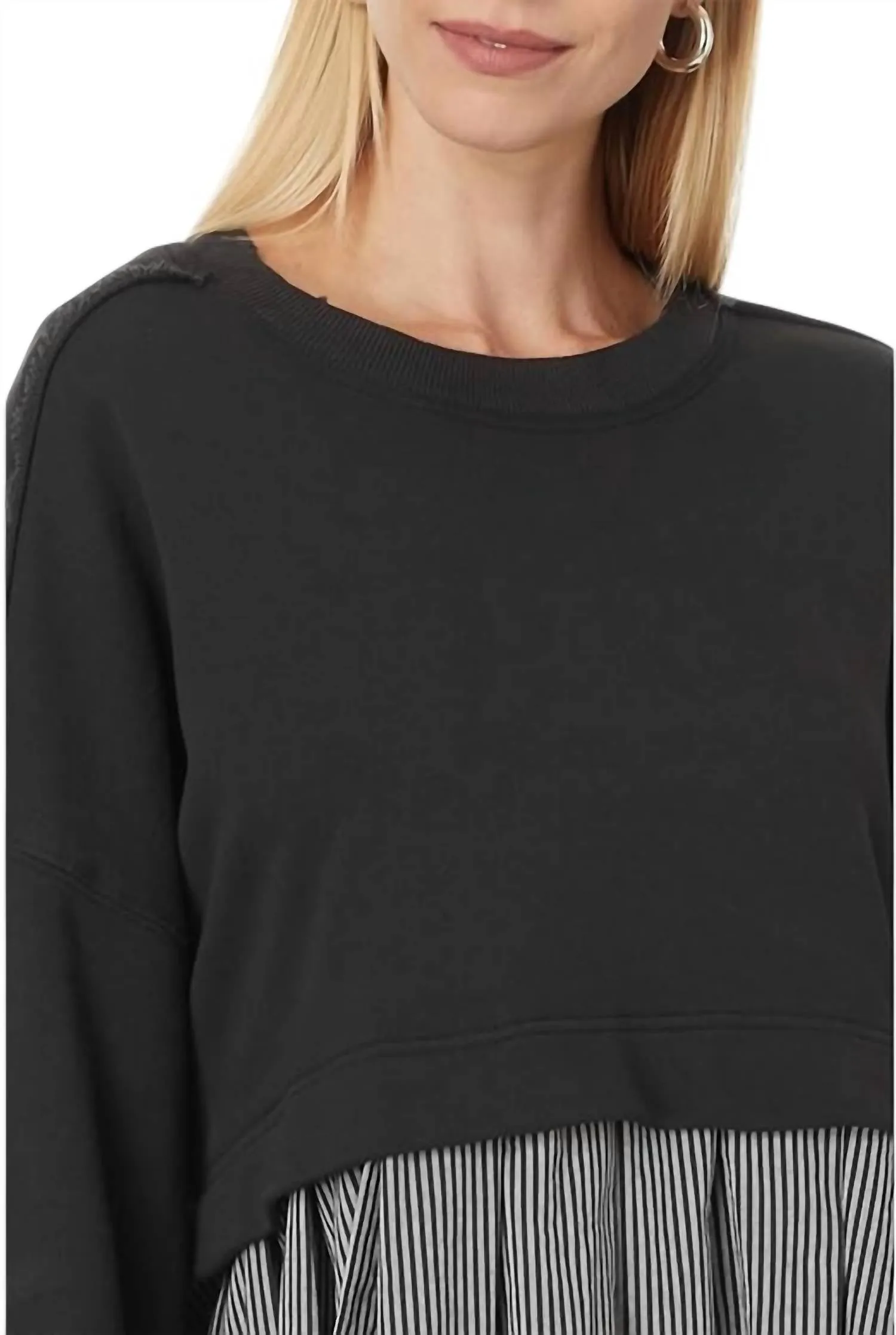 Eleanor Striped Sweatshirt In Washed Black Combo