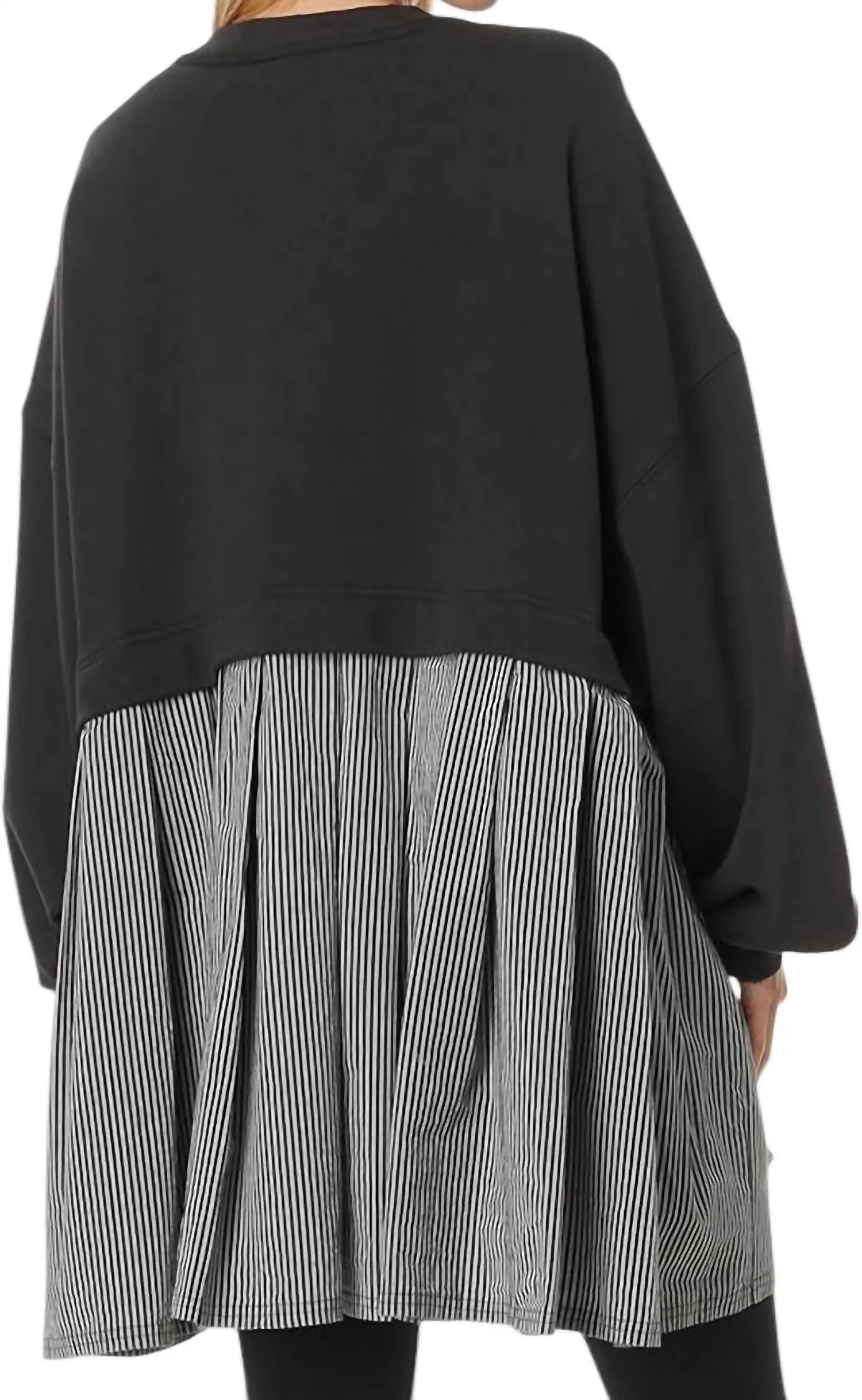 Eleanor Striped Sweatshirt In Washed Black Combo
