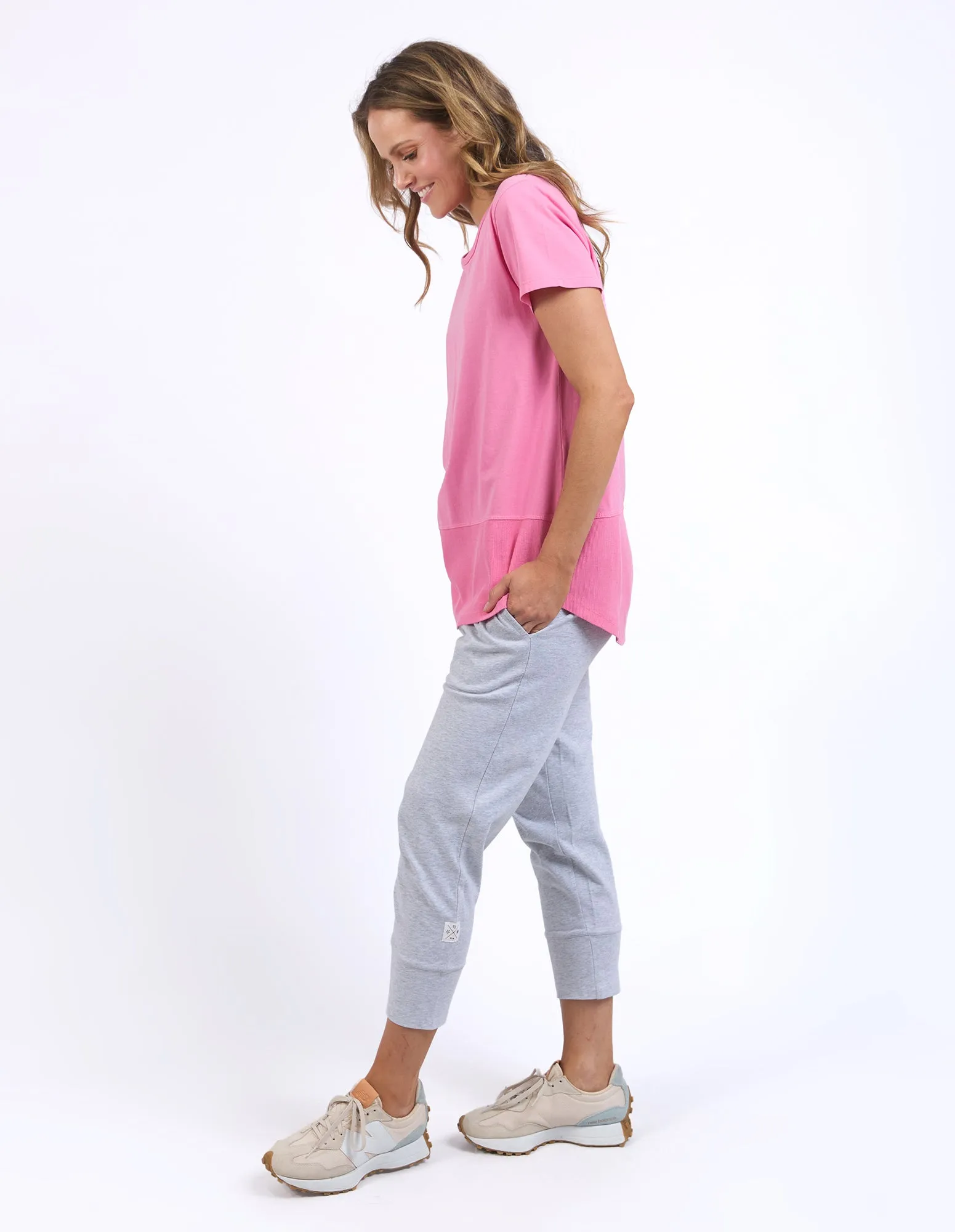Elm Rib S/S Tee Pink Geranium