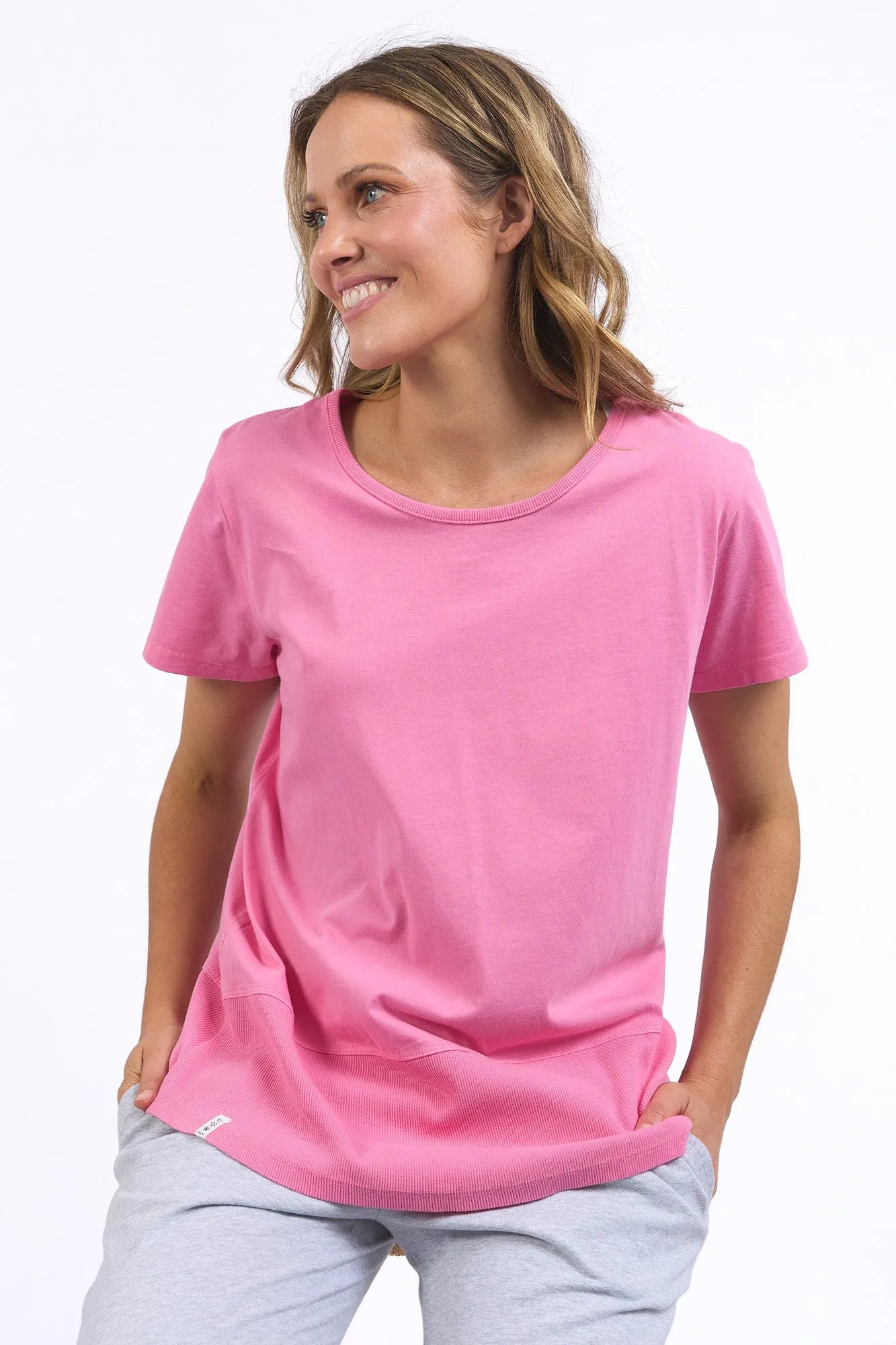 Elm Rib S/S Tee Pink Geranium