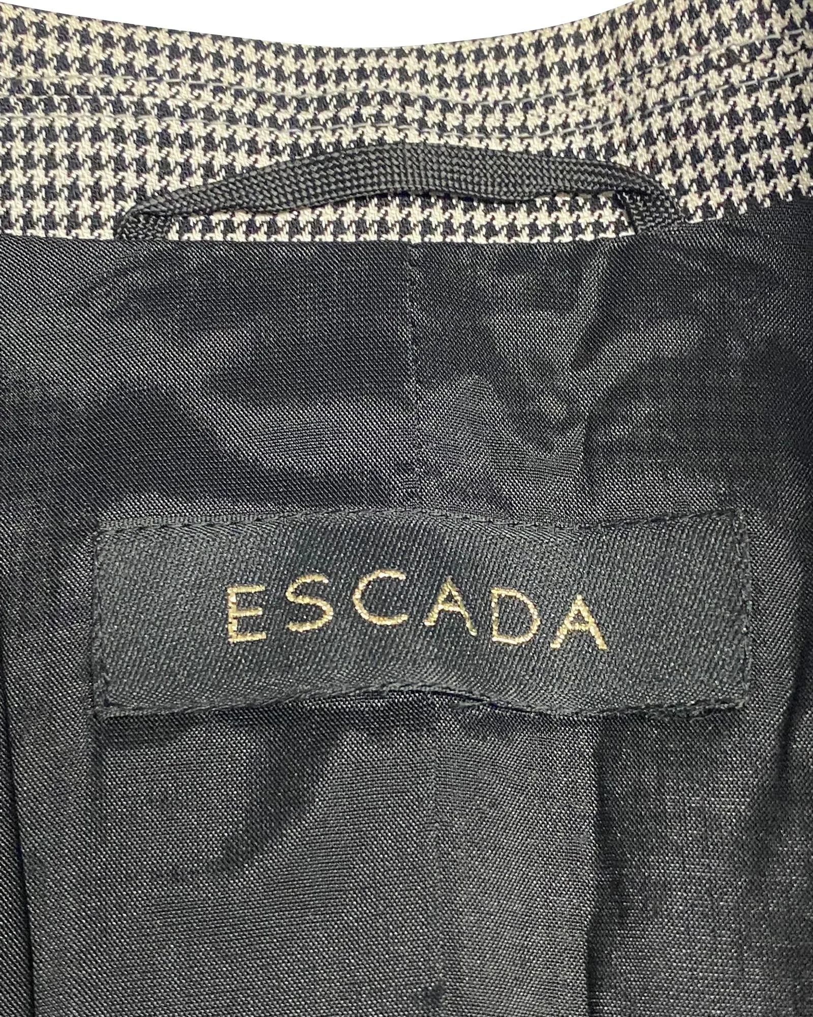 Escada Beaded Houndstooth Trouser Suit Set in Grey Wool
