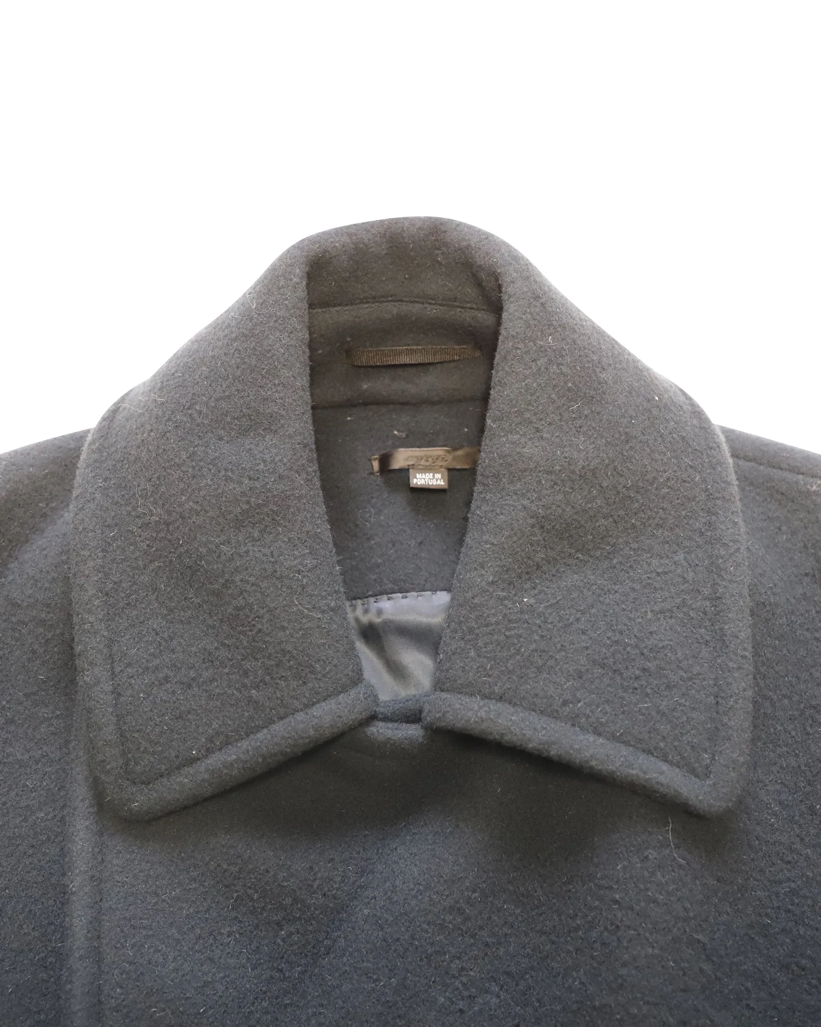Eytys Long Coat with Zip Pocket in Navy Blue Wool