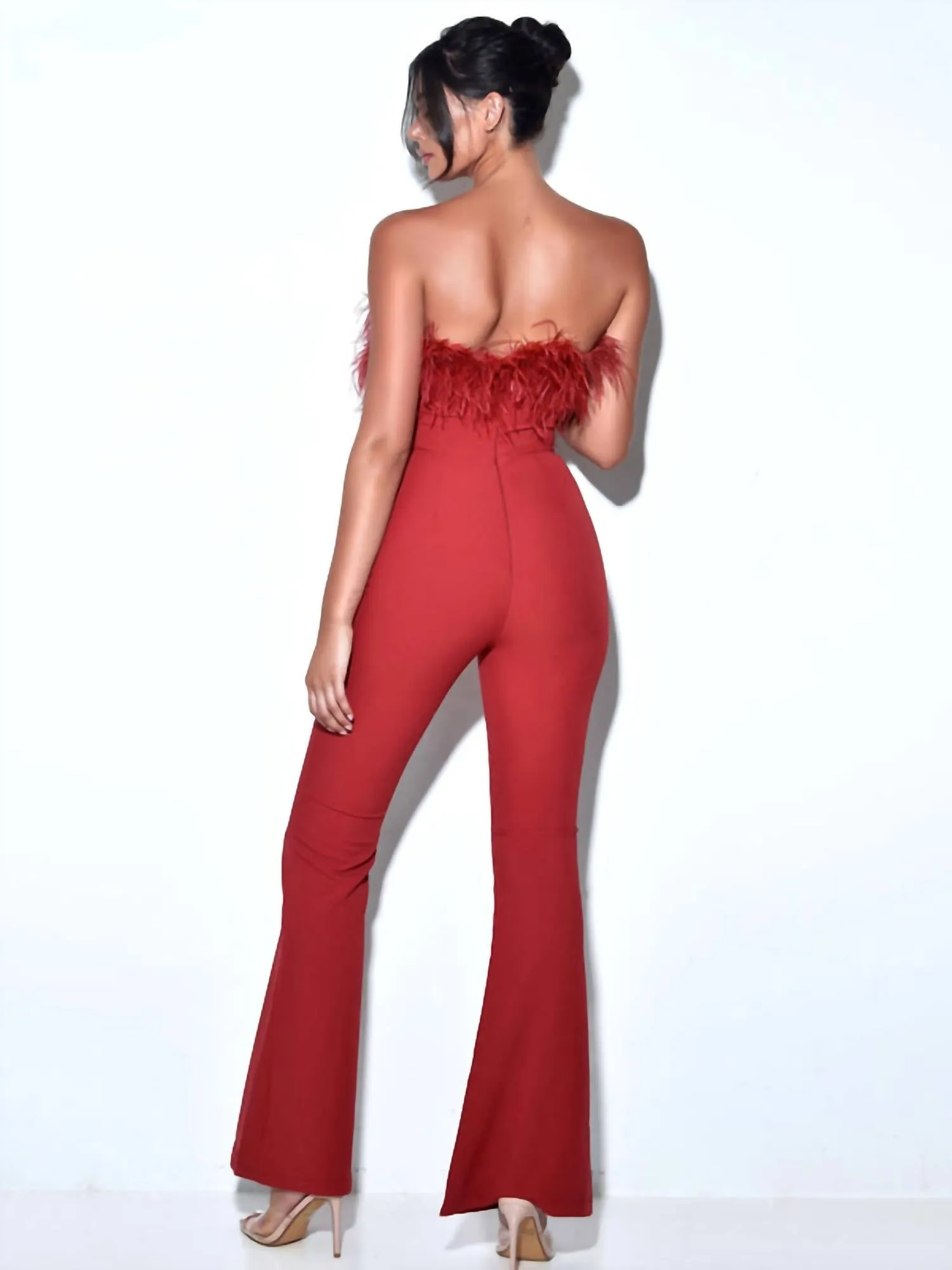 Feather Jumpsuit In Red