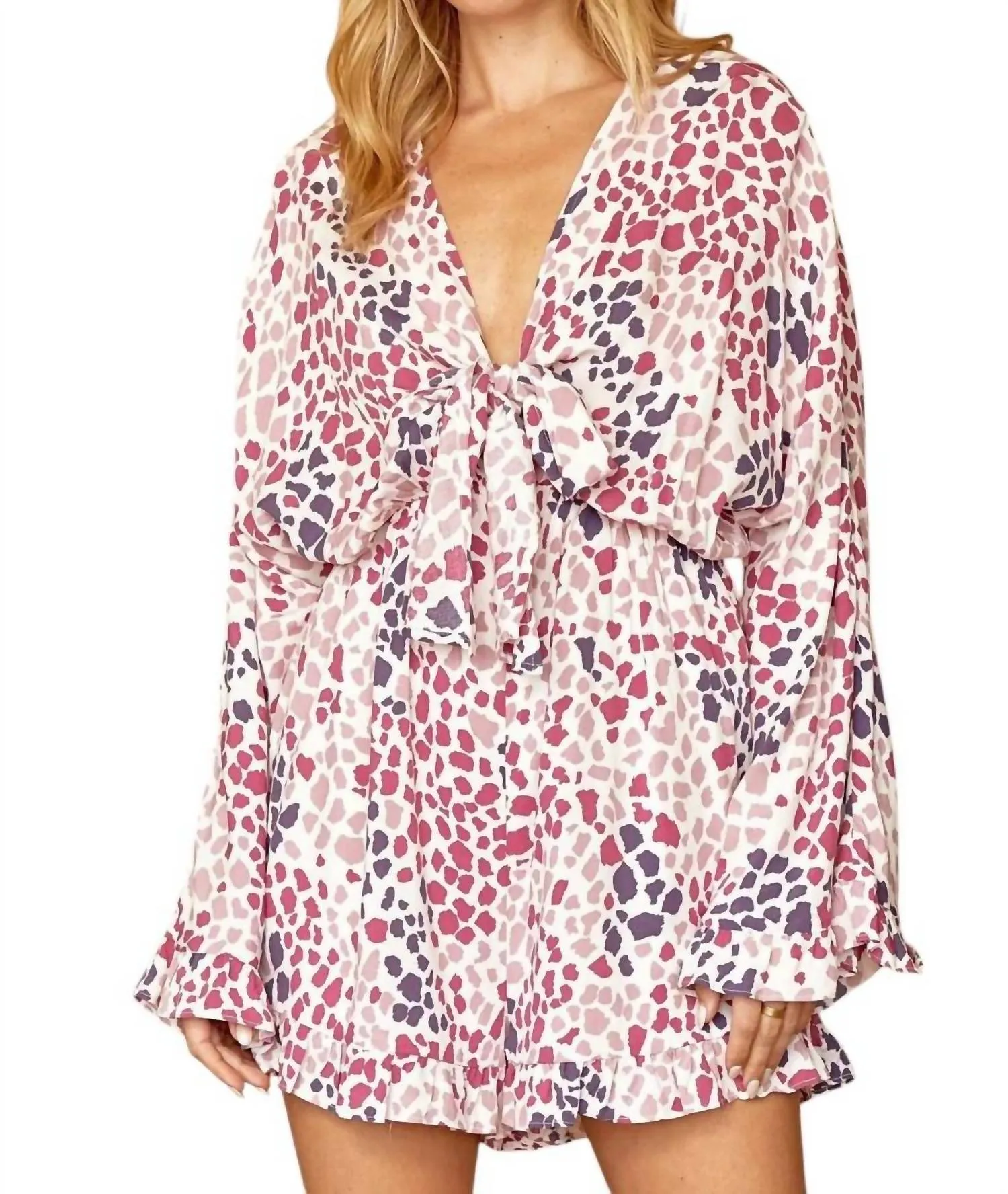 Feeling Nostalgic Romper In Magenta Multi