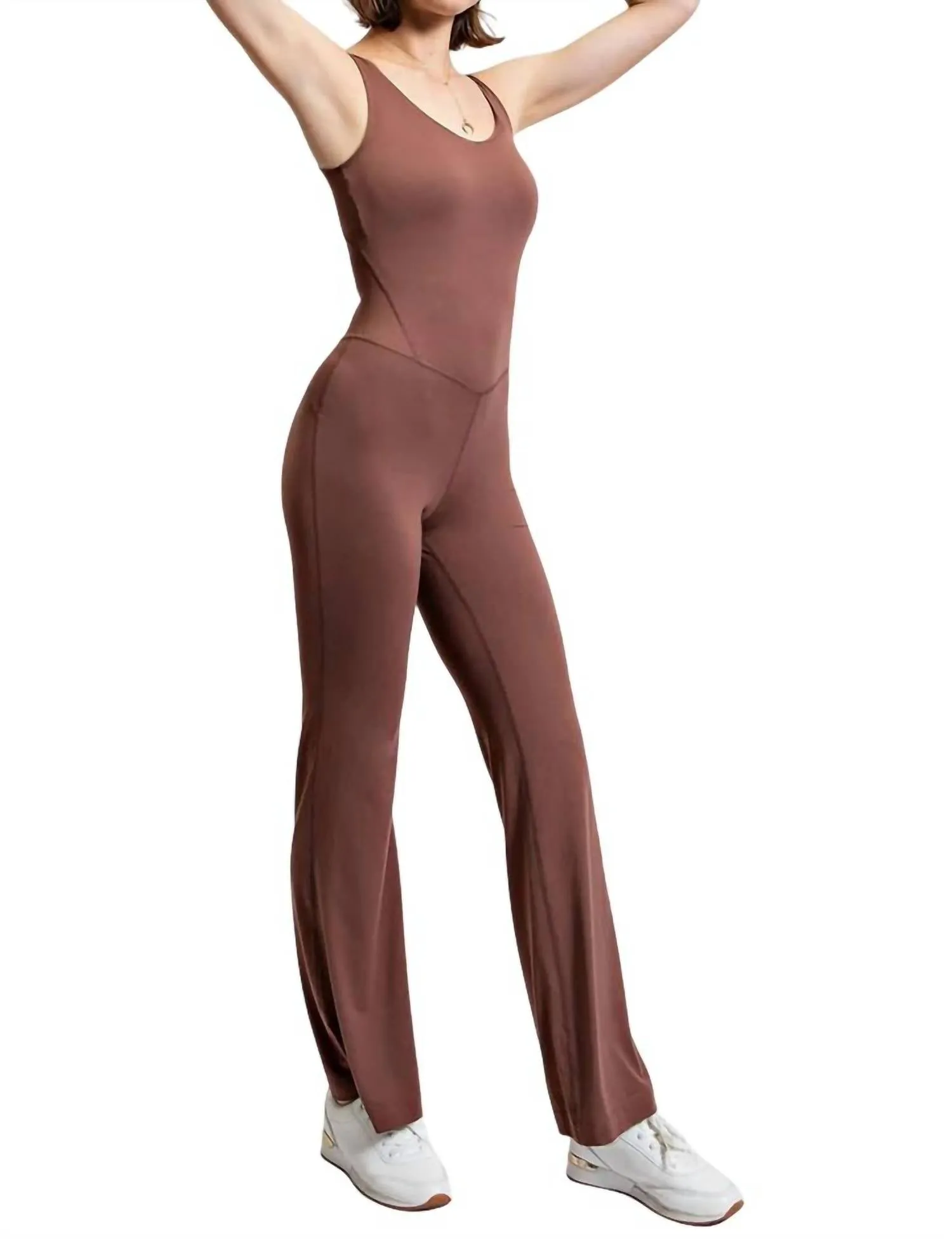 Flared Leg Jumpsuit In Smoky Topaz