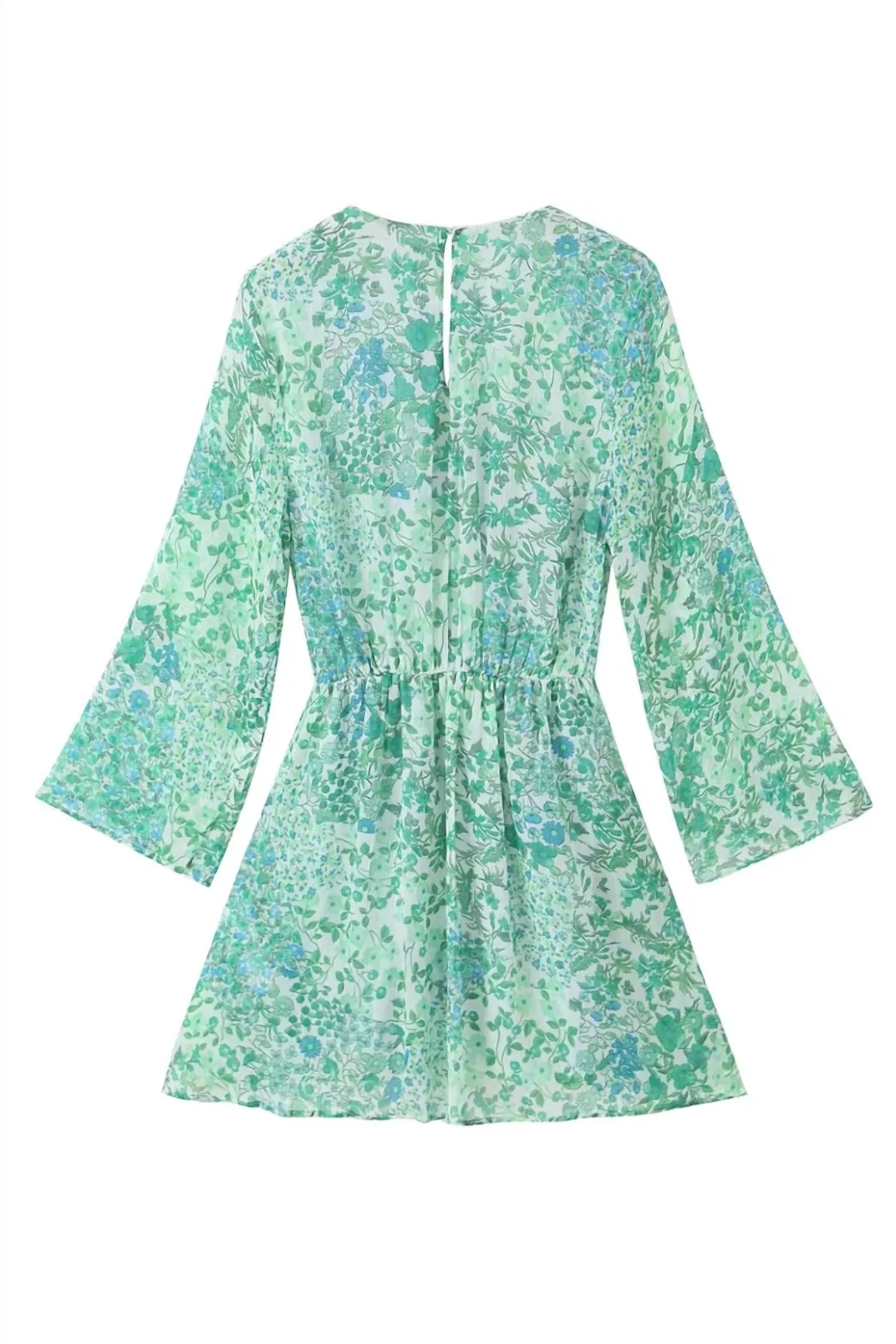 Floral Long Sleeve Romper In Green