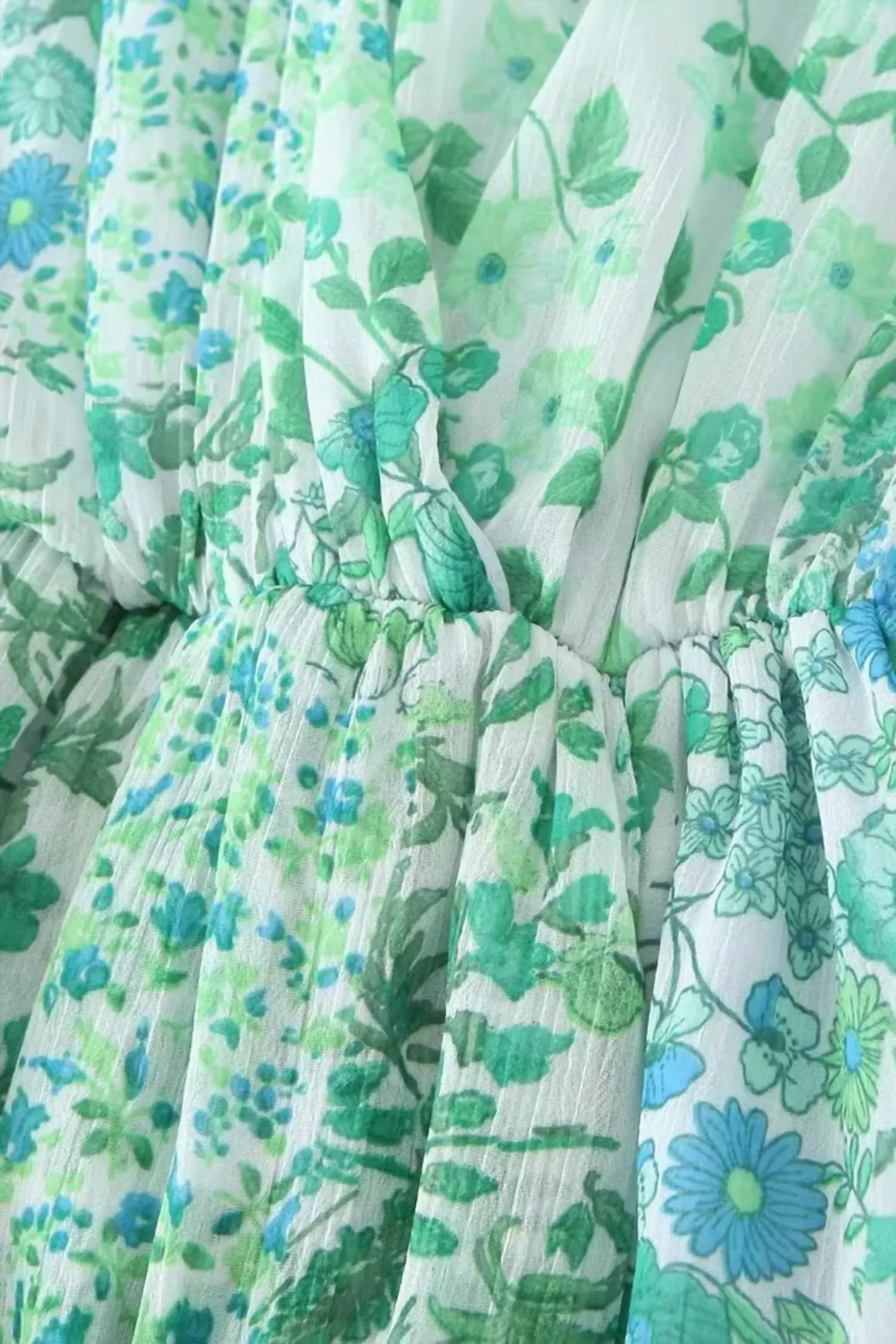 Floral Long Sleeve Romper In Green