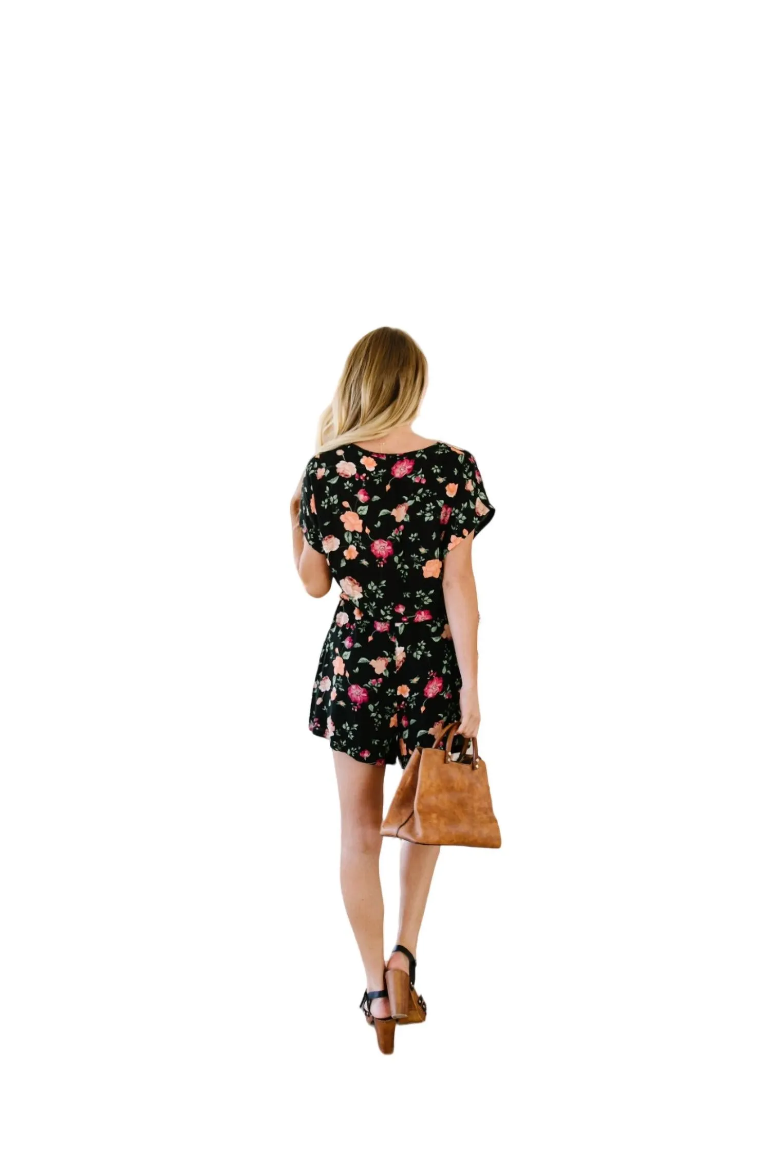 Floral Rush Romper In Black