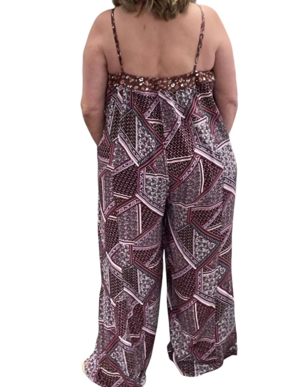 Floral Strappy Jumpsuit In Mauve
