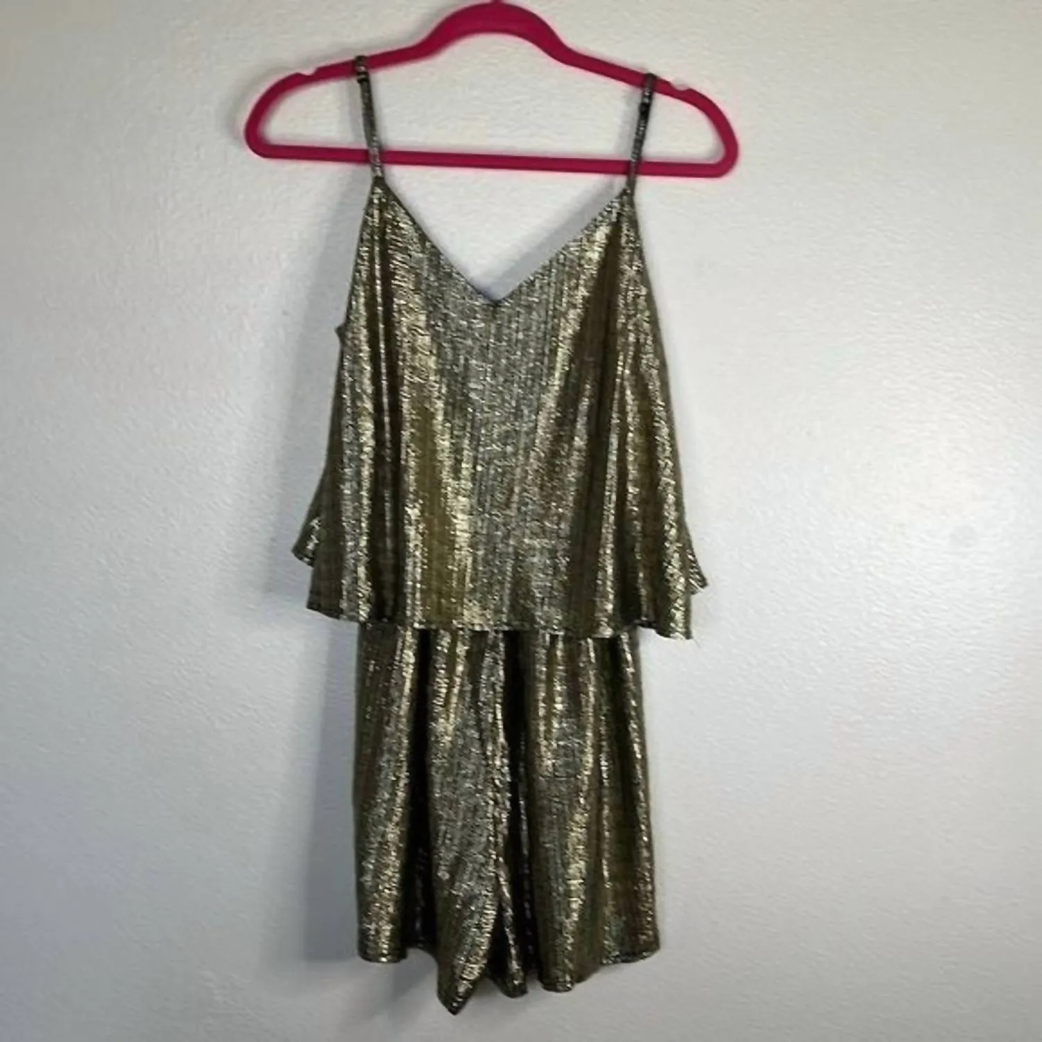 Foil Romper In Gold