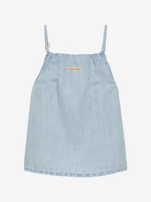 Girls Denim Strap Top in Blue