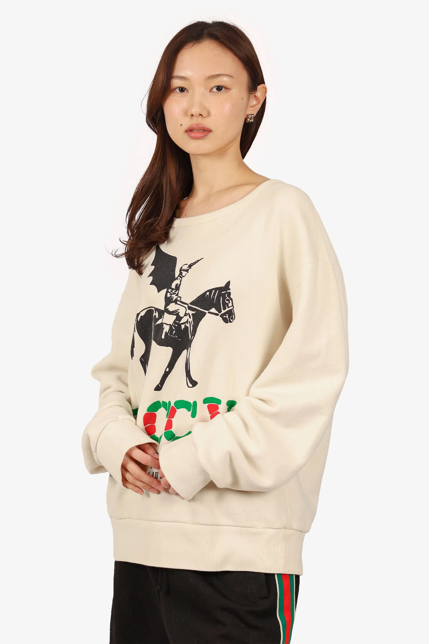 Gucci Cream Horse Logo Sweater Size XL Mens