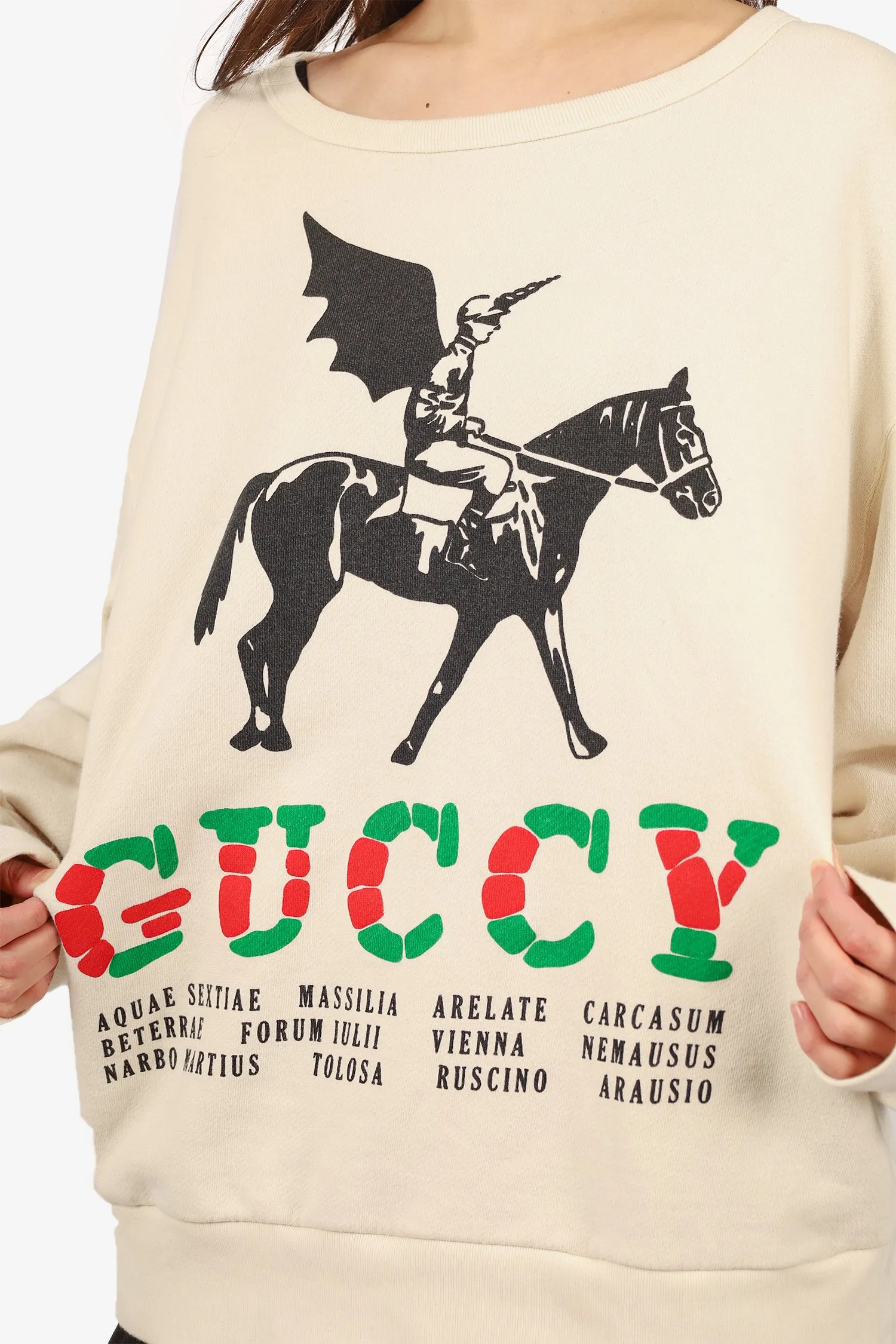 Gucci Cream Horse Logo Sweater Size XL Mens