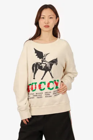 Gucci Cream Horse Logo Sweater Size XL Mens