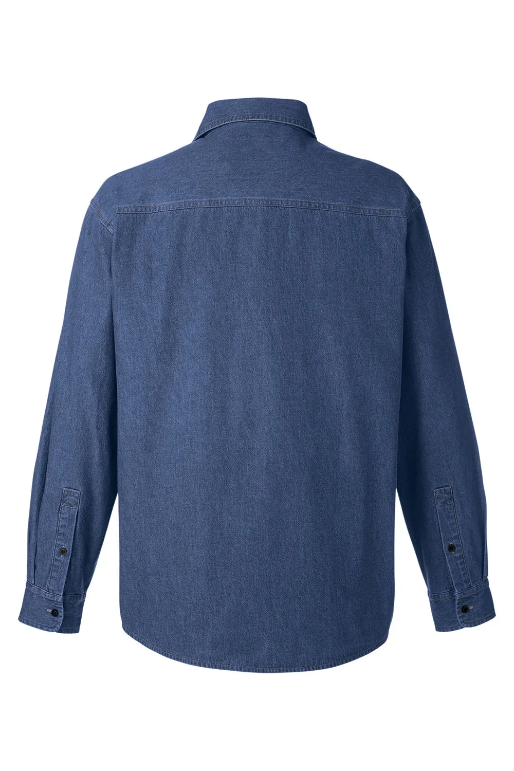 Harriton Mens Button Down Denim Shirt Jacket - Dark Denim Blue