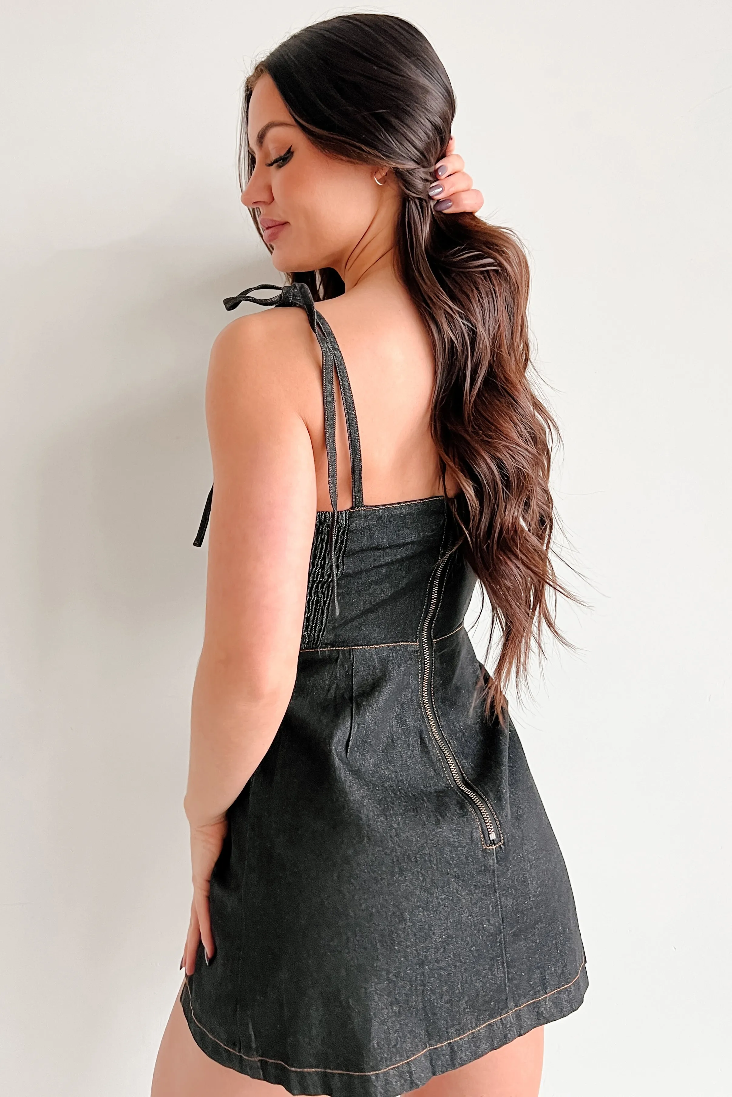 Heard A Rumor Denim Mini Dress (Dark Denim)