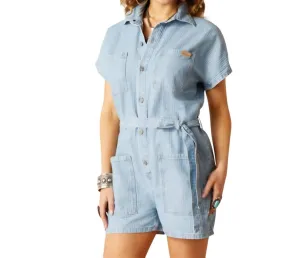Herringbone Denim Romper In Virginia
