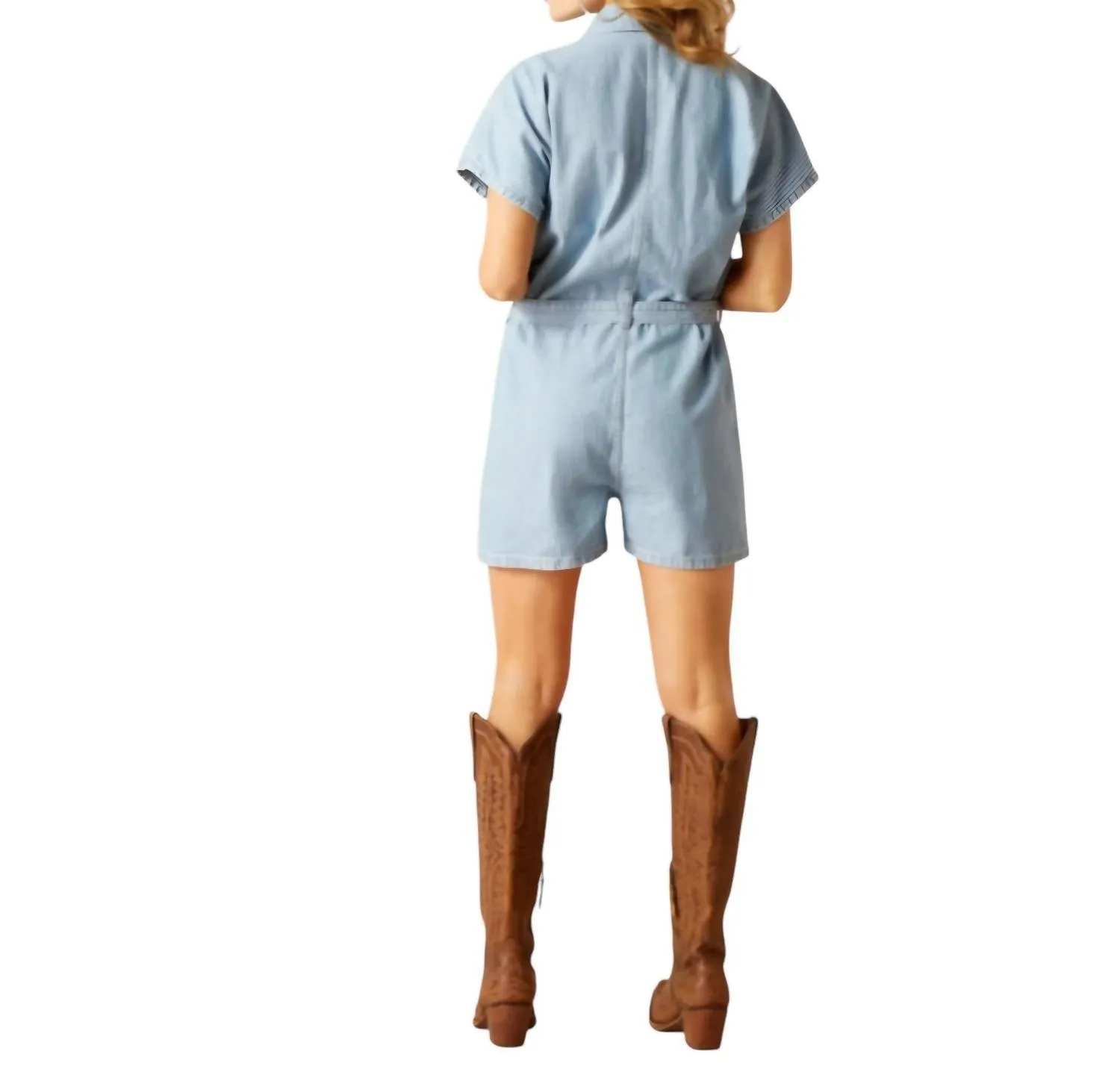 Herringbone Denim Romper In Virginia