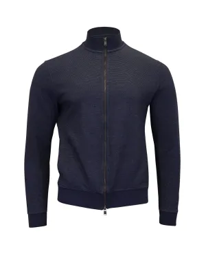 Hugo Boss Slim Fit Zip Cardigan in Navy Blue Cotton