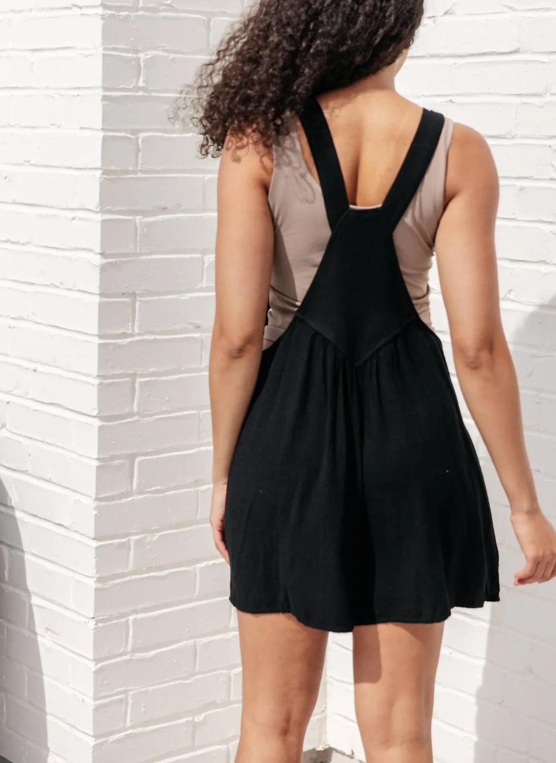 I Want You Back Linen Blend Shortalls In Black