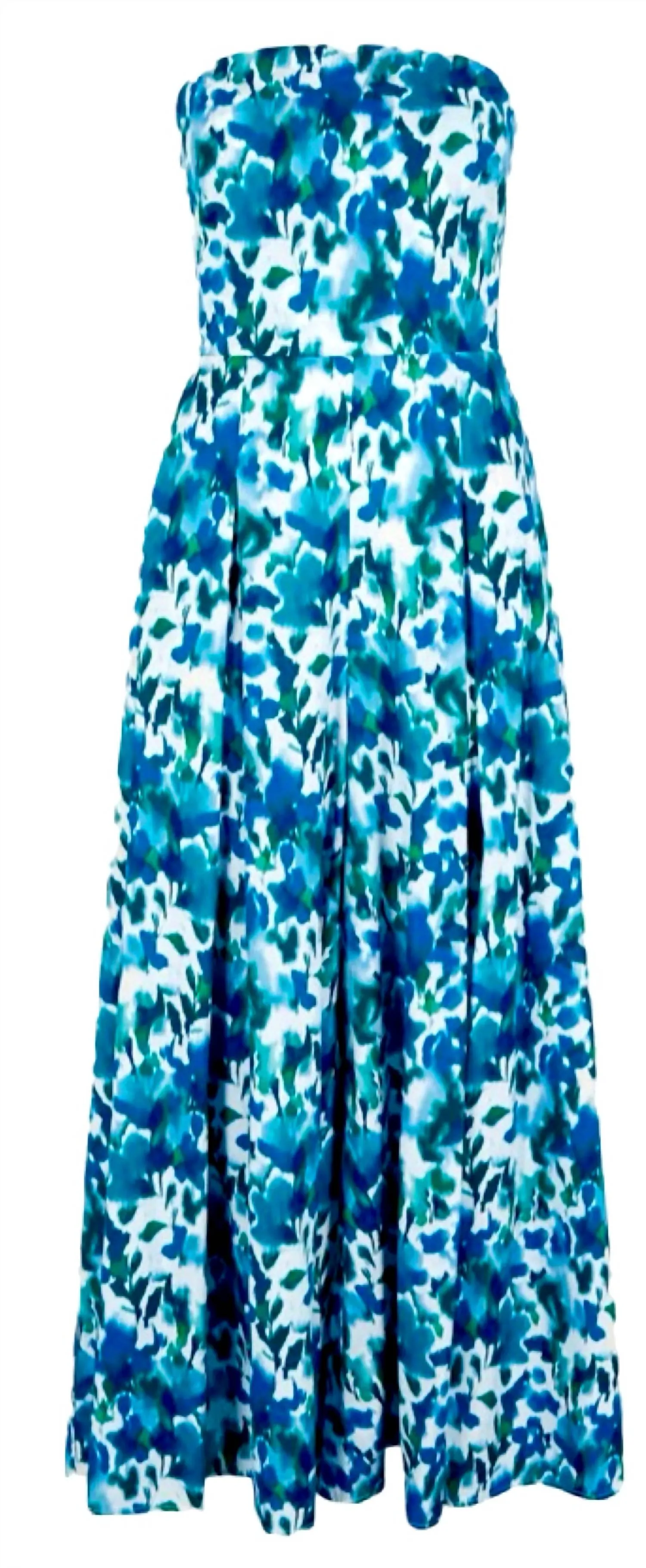 Ikat Flora Bandeau Jumpsuit In Blue