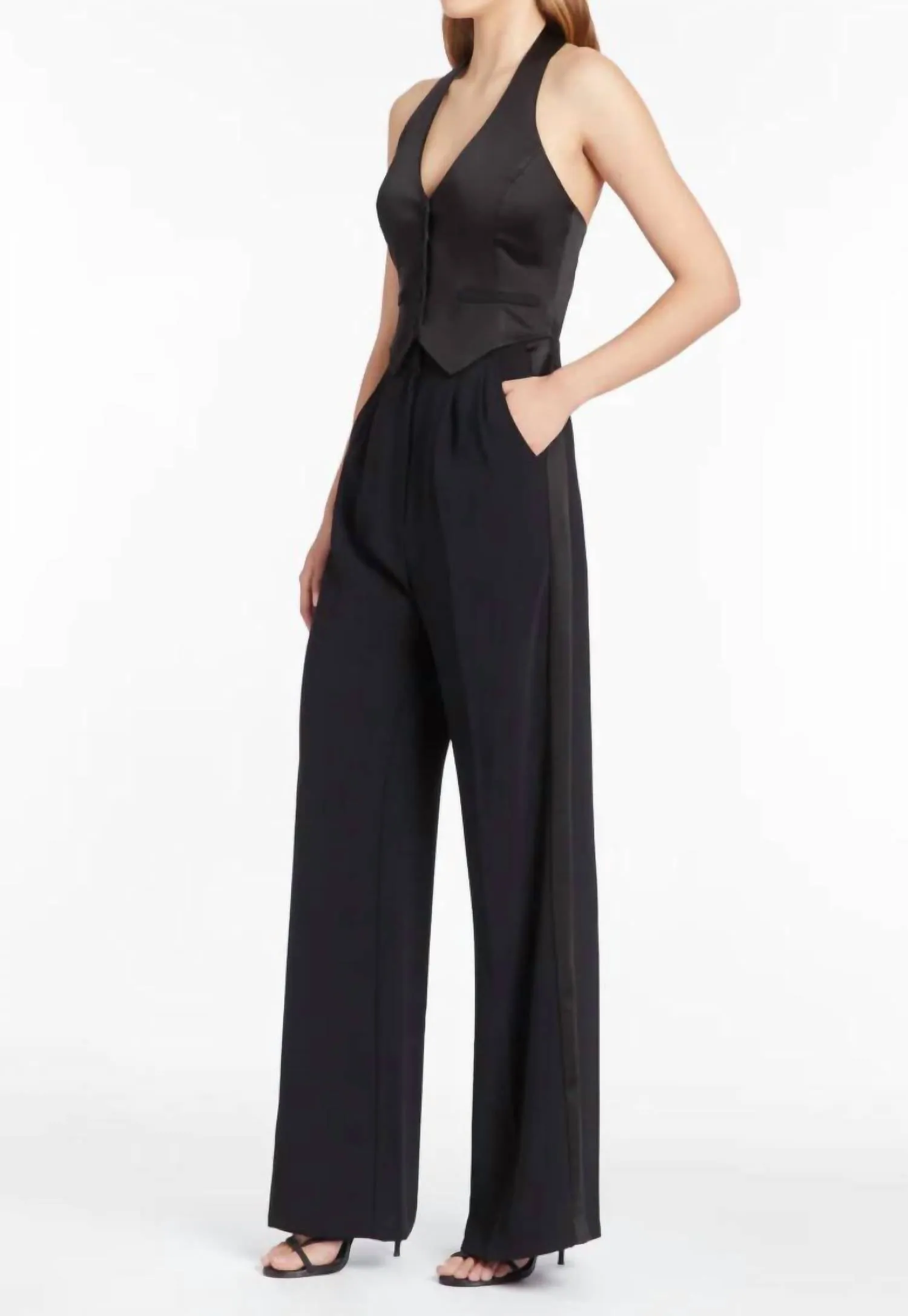 Isadore Tuxedo Jumpsuit In Black
