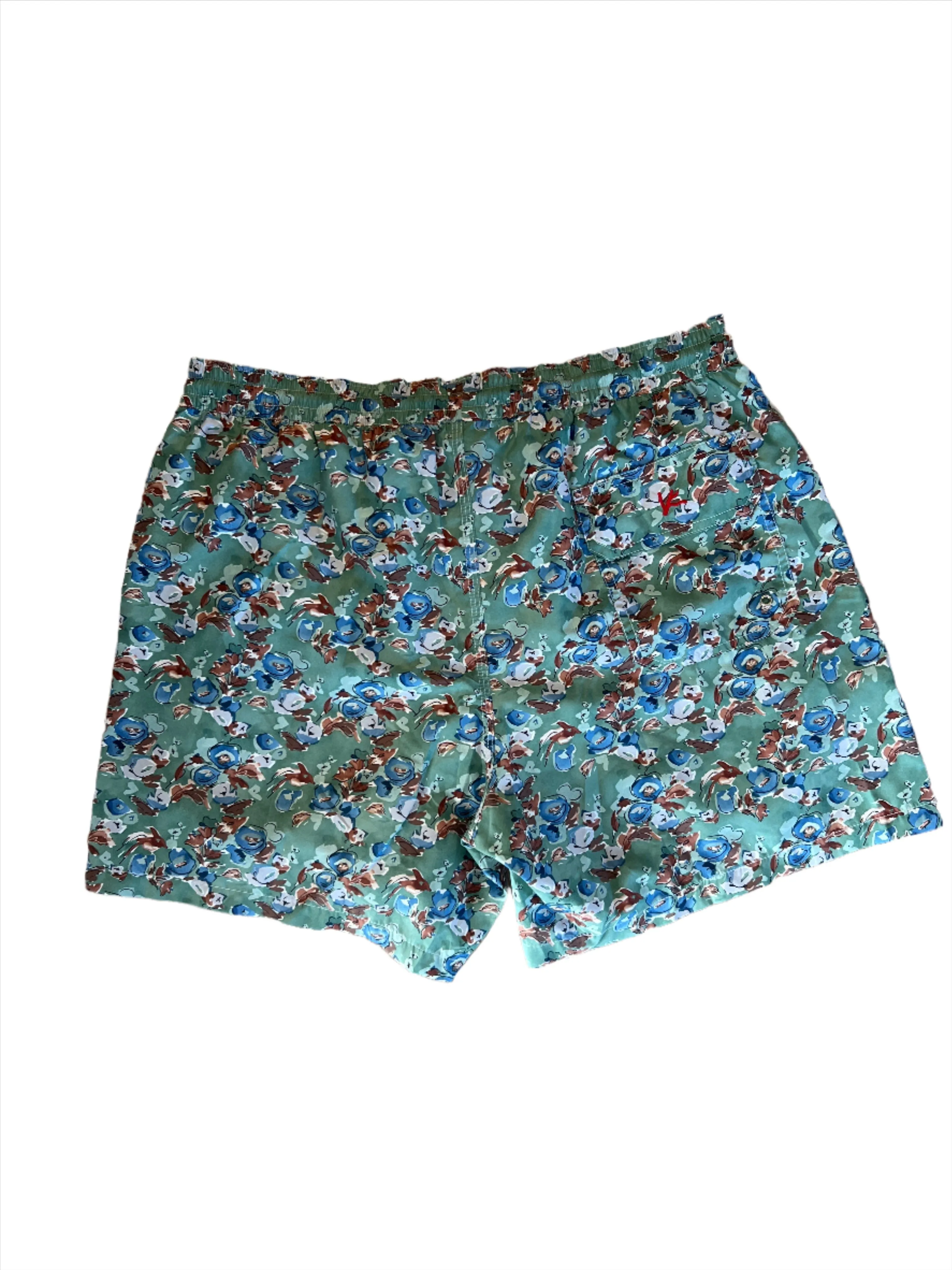 Isaia New Mens Green Blue Brown Floral Patterned Swim Trunk