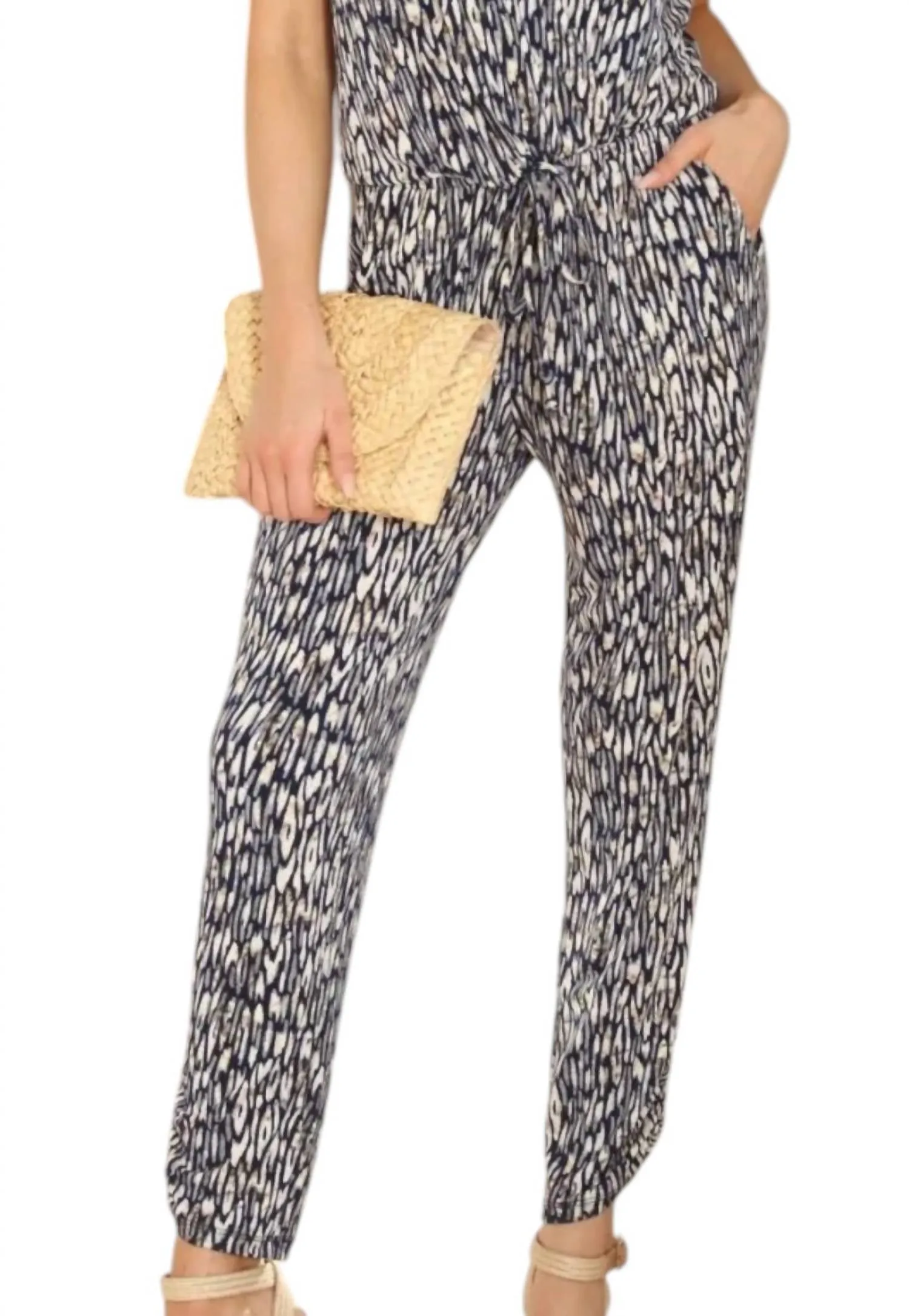 Janelle Jumpsuit In Blue Abstract Print