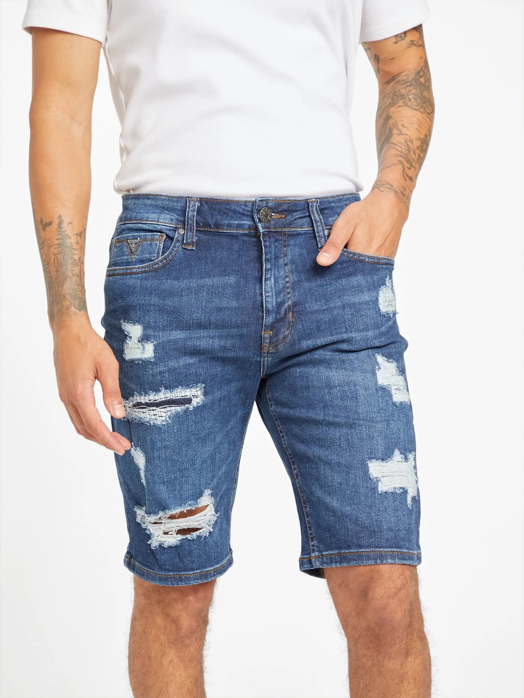 Jonah Rip-and-Repair Denim Shorts