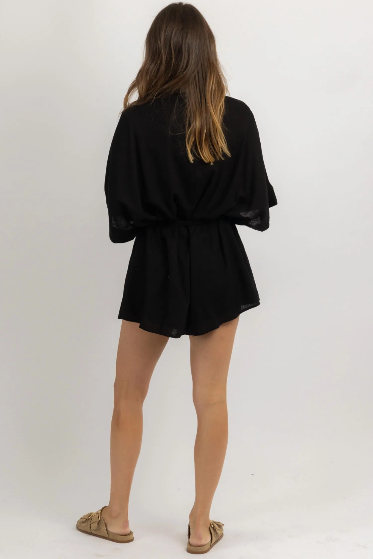 Keeper Linen Romper In Black