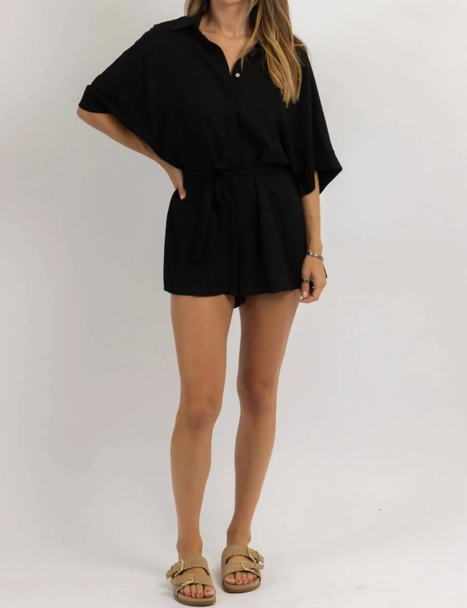 Keeper Linen Romper In Black